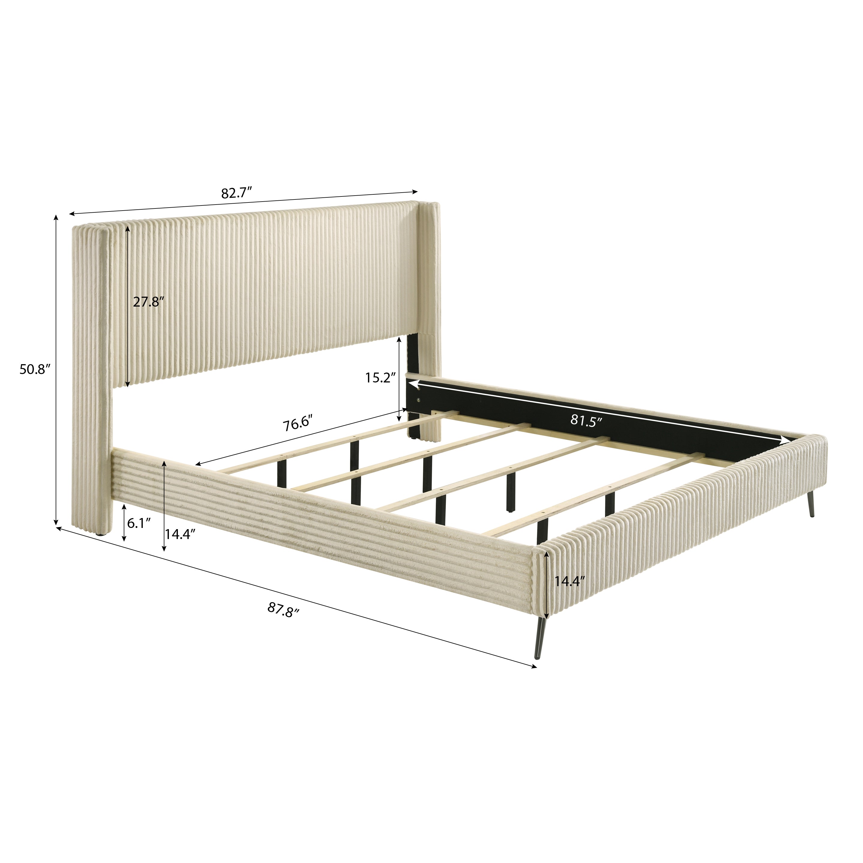 Roundhill Furniture Mavela Wide Wale Corduroy Upholstered Panel Bed Set with 2 Nightstands & Bench - Luxurious Bedroom Suite for Master Bedroom or Guest Room