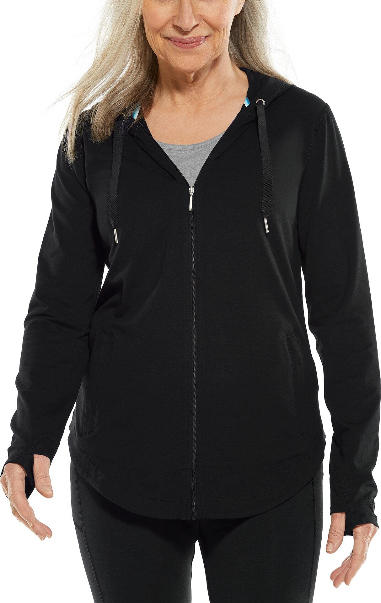 Coolibar UPF 50+ Women's LumaLeo Zip-Up Hoodie - Sun Protective Outdoor Jacket for Hiking, Beach & Travel - Lightweight UV Protection Clothing