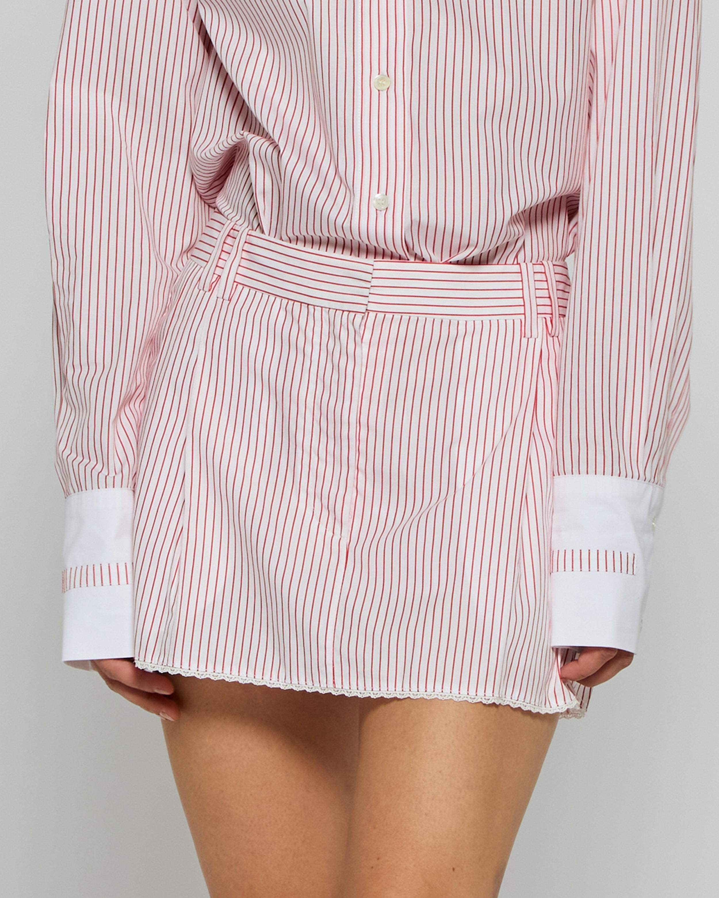 Striped Serena Mini Skirt - Red & White Floral Summer Skirt for Women | Casual Outfit, Beachwear, Party Dress