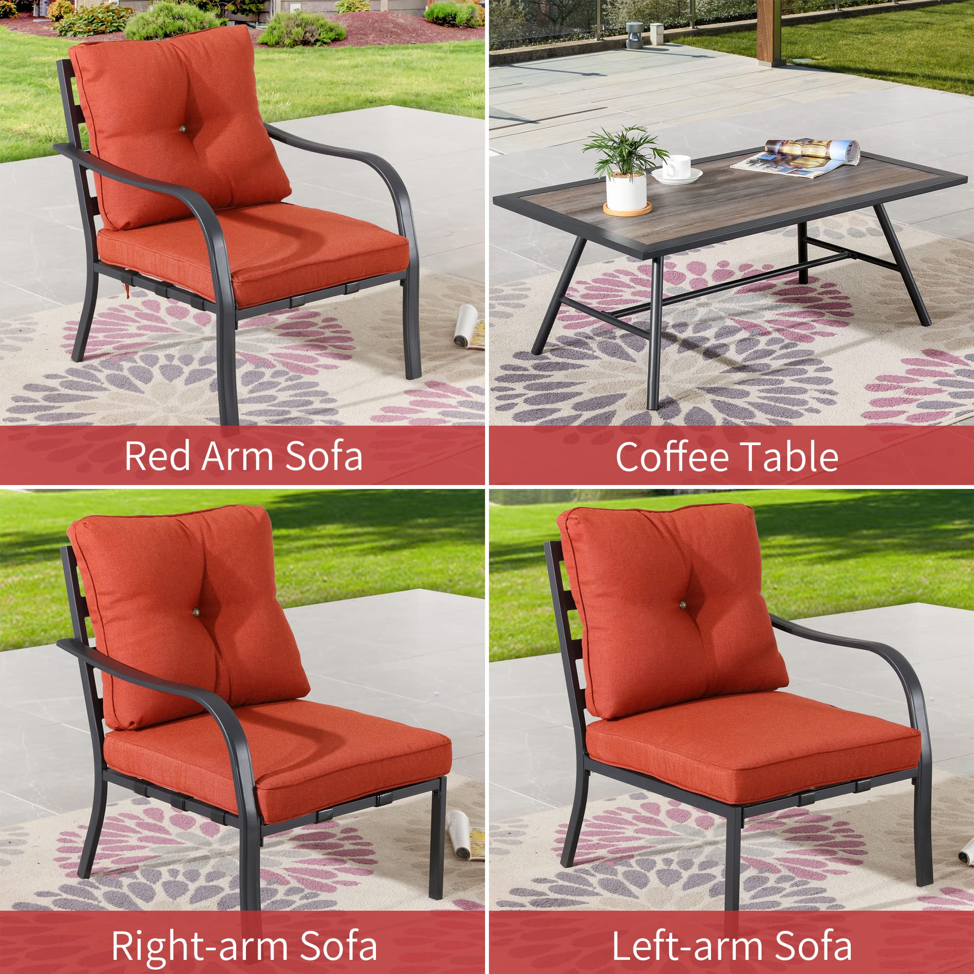 **PatioFestival 5-Piece Outdoor Metal Conversation Set with 4.7