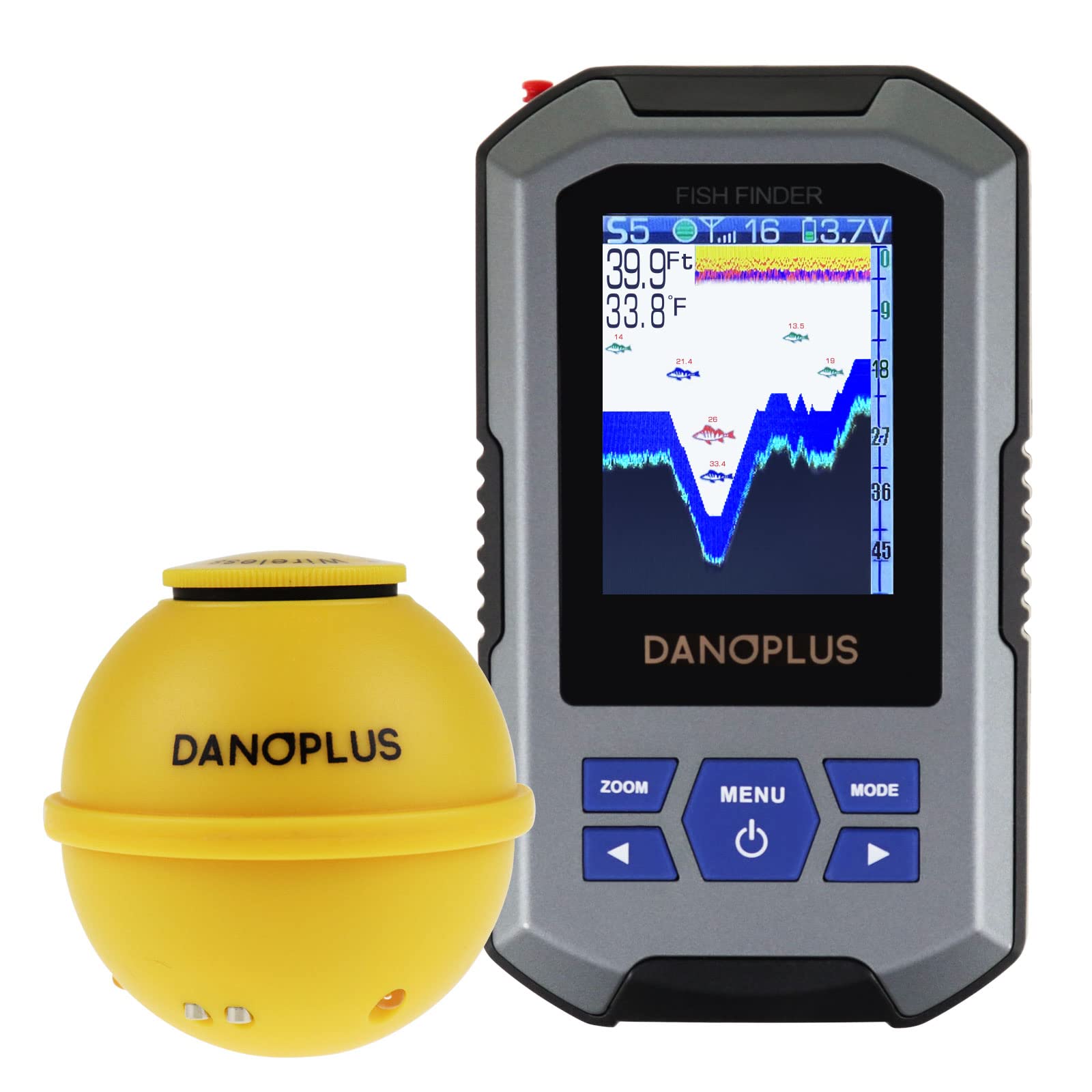 Portable Wireless Fish Finder with Sonar Sensor - 147ft Depth Detection, Rechargeable Kayak Fishing Accessories for Sea, Ice & Boat Fishing | Perfect for Kayak Anglers, Ice Fishermen & Offshore Boating