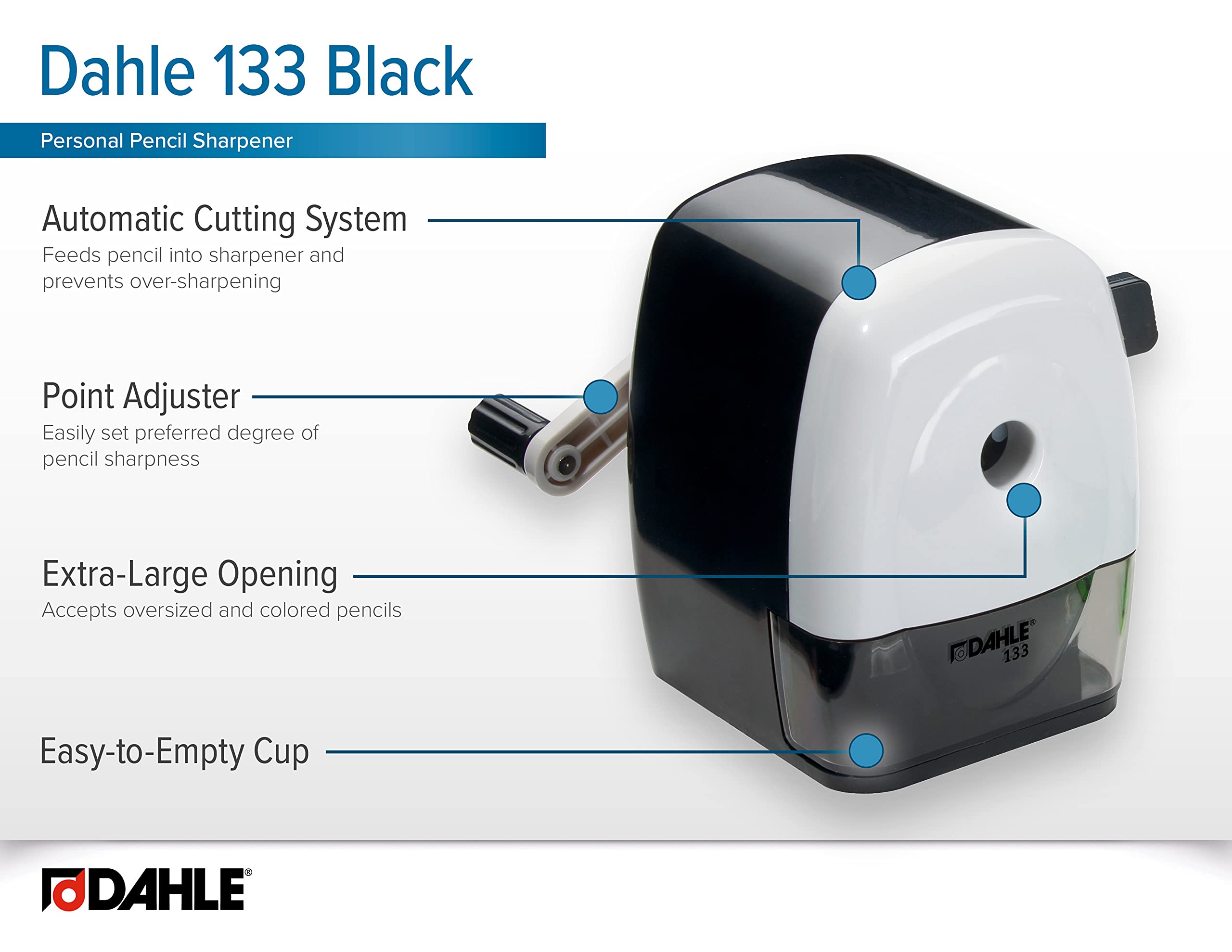 Dahle 133 Professional Pencil Sharpener with Automatic Cutting System - Adjustable Point for Standard & Oversized Pencils - Special Edition - Perfect for Artists, Students & Office Use