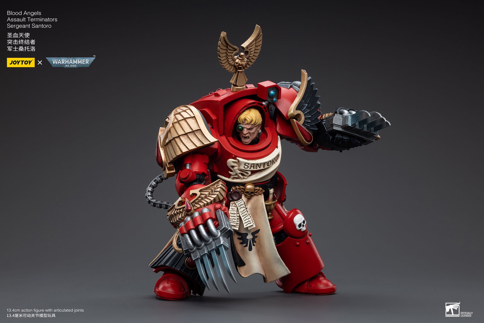 JOYTOY 1/18 Scale Warhammer 40K Blood Angels Assault Terminators Sergeant Santoro Action Figure - Collectible Model for Warhammer Fans & Tabletop Gaming Scenes