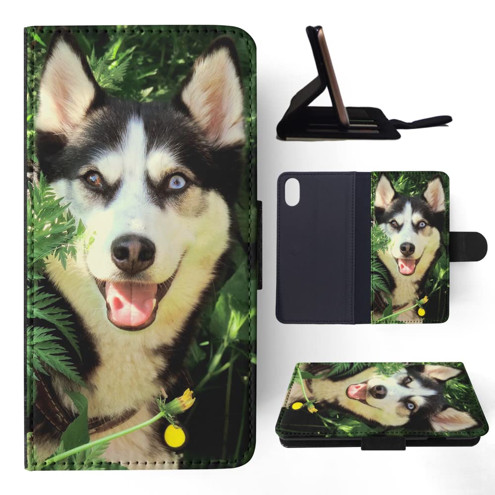 Siberian Husky Dog 7 Flip Wallet Phone Case for Apple iPhone X & Xs - Stylish Protective Cover with Card Holder for Everyday Use