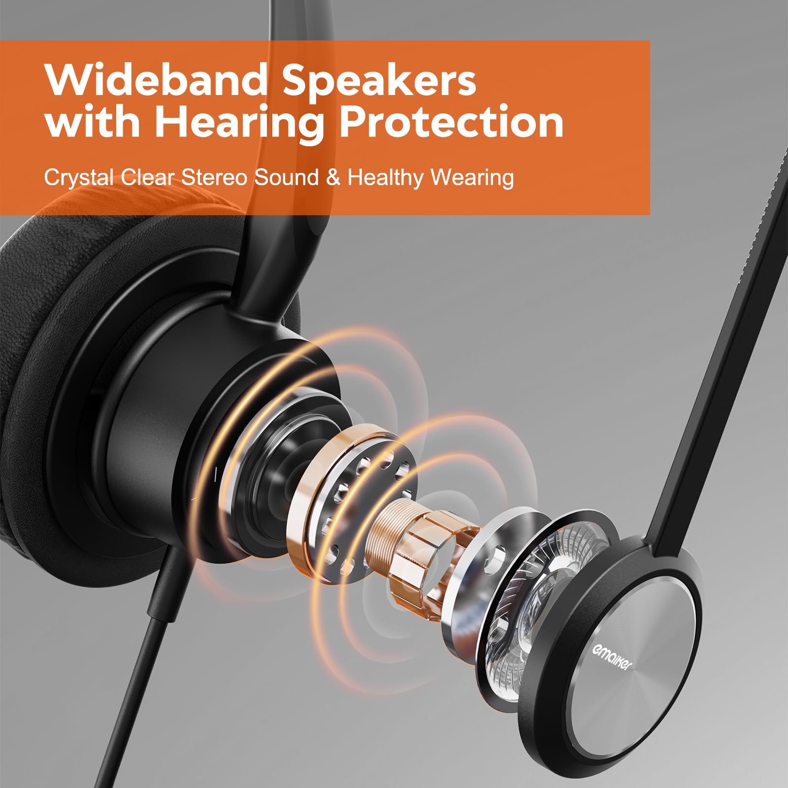 Noise Canceling Office Phone Headset with RJ9 QD Cable - Single Ear Wired Headset Compatible with HTek, Fanvil, Snom, Grandstream, Yealink T21P/T22P/T26P/T28P/T23G/T29G/T41S/T42S/T46S - Ideal for Call Centers, Remote Work & Business Communications