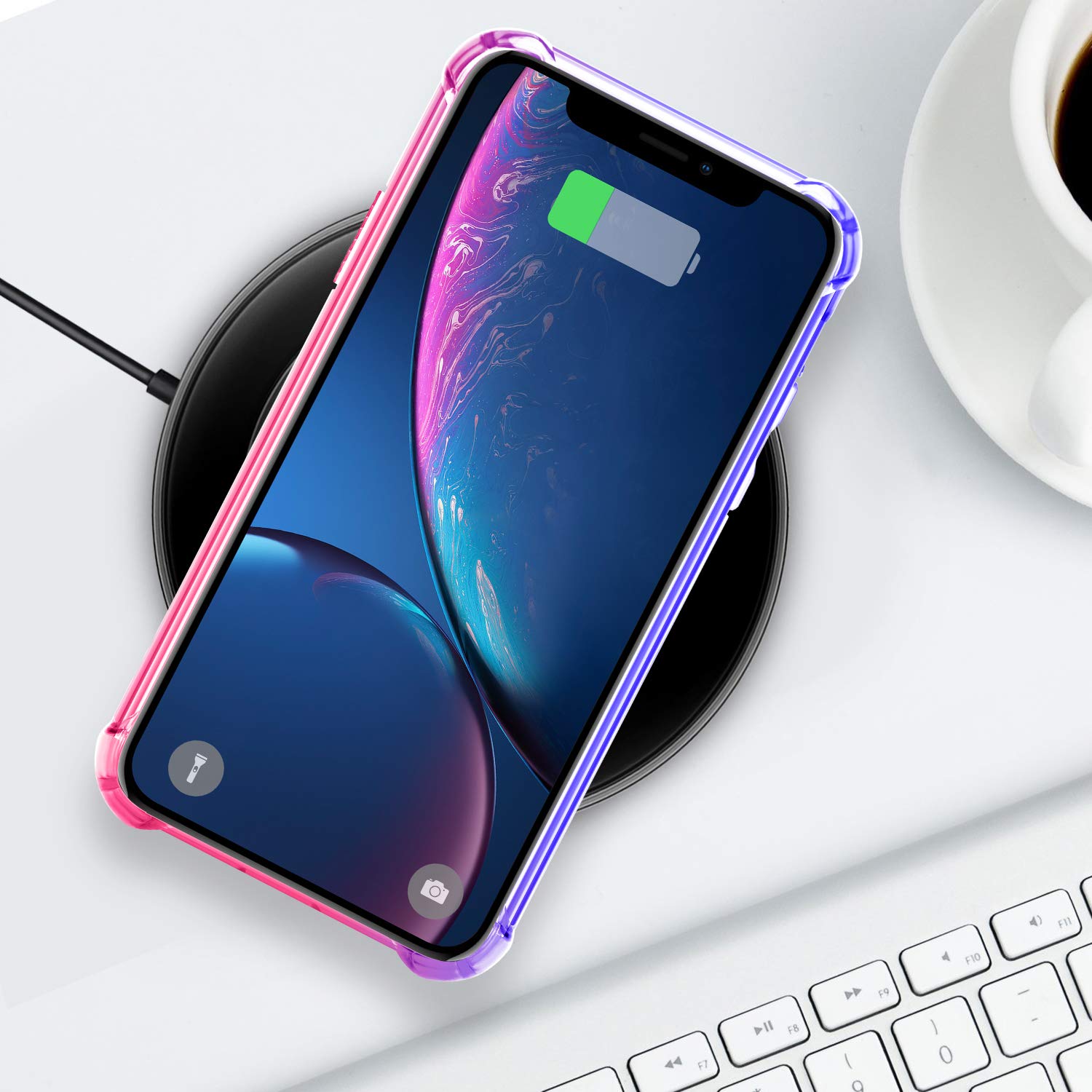 **SALAWAT Clear iPhone XR Case - Slim Gradient Blue Pink TPU Cover with Anti-Scratch & Shockproof Protection for iPhone XR 6.1 Inch | Perfect for Everyday Use, Travel & Outdoor Activities**