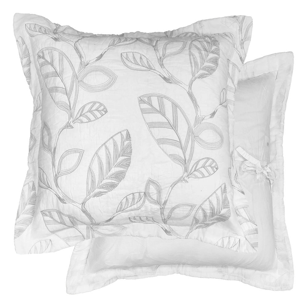 Botanical Leaves European Pillowcase - Premium Cotton Decorative Pillow Cover for Living Room, Bedroom & Sofa - Home Decor Accent for Boho, Farmhouse & Modern Style