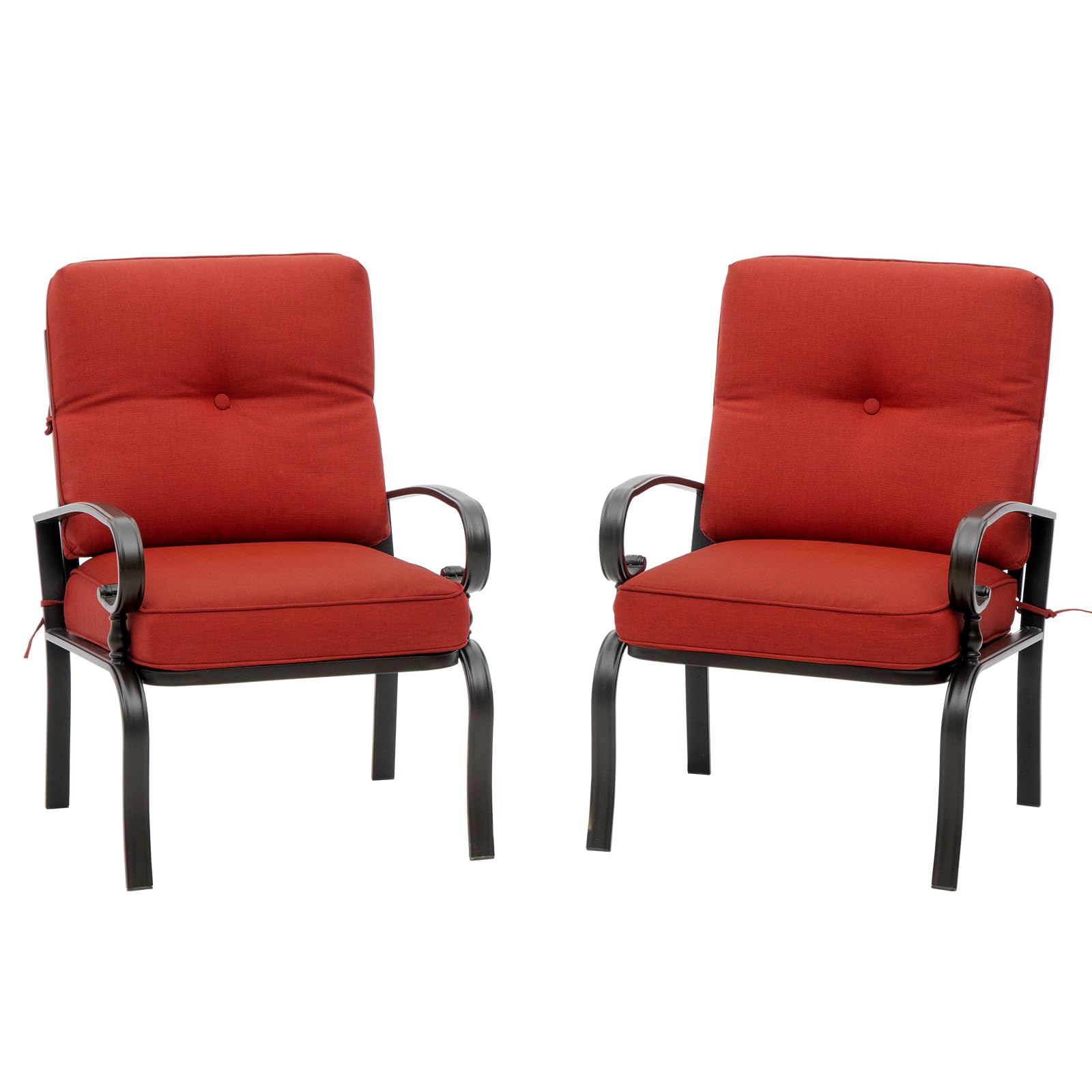 2-Piece Outdoor Patio Bistro Chair Set - All-Weather Metal Garden Dining Furniture (Red) - Perfect for Backyard, Balcony, Poolside & Cafe Seating