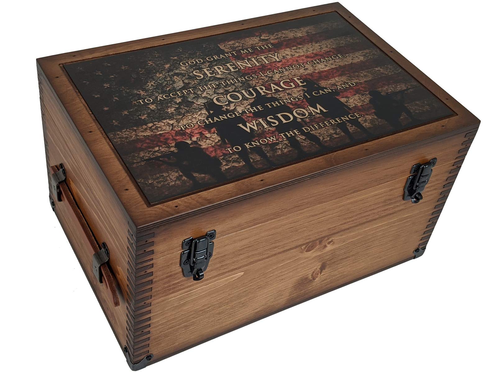 God Grant Me Wisdom Military Keepsake Box - Engraved Wooden Storage Chest for Soldiers, Veterans & Military Families - Perfect for Displaying Medals, Dog Tags & Memorabilia
