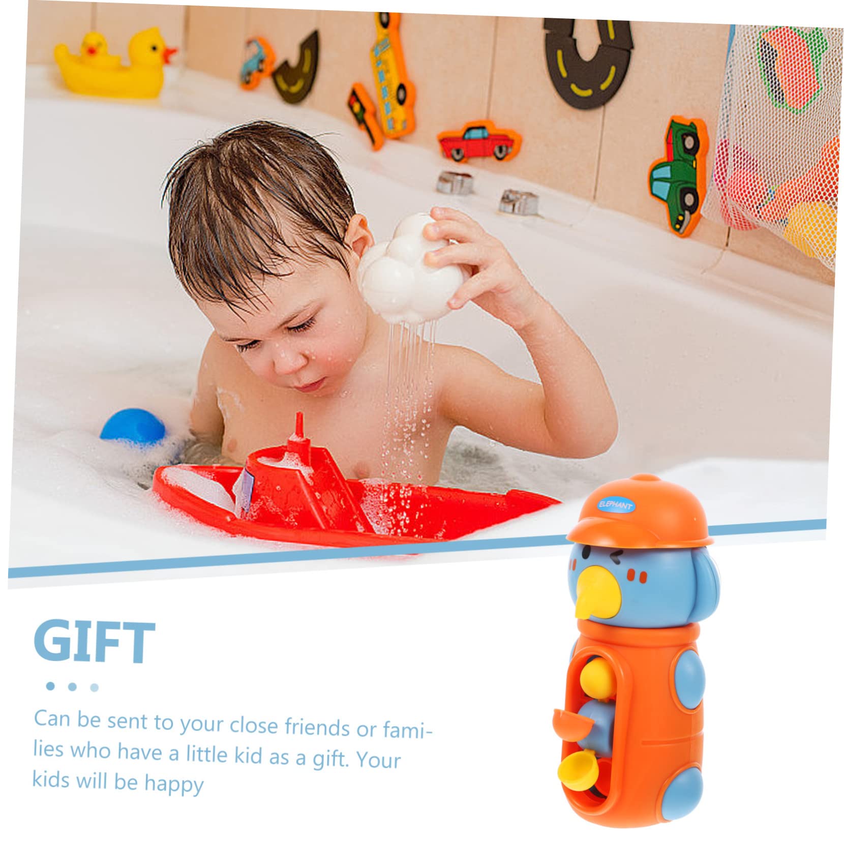 HEMOTON Rotatable Elephant Bath Toy for Kids - Fun Water Play Plastic Tub Toys for Toddlers & Babies - Perfect for Bathtime, Pool, and Beach Play