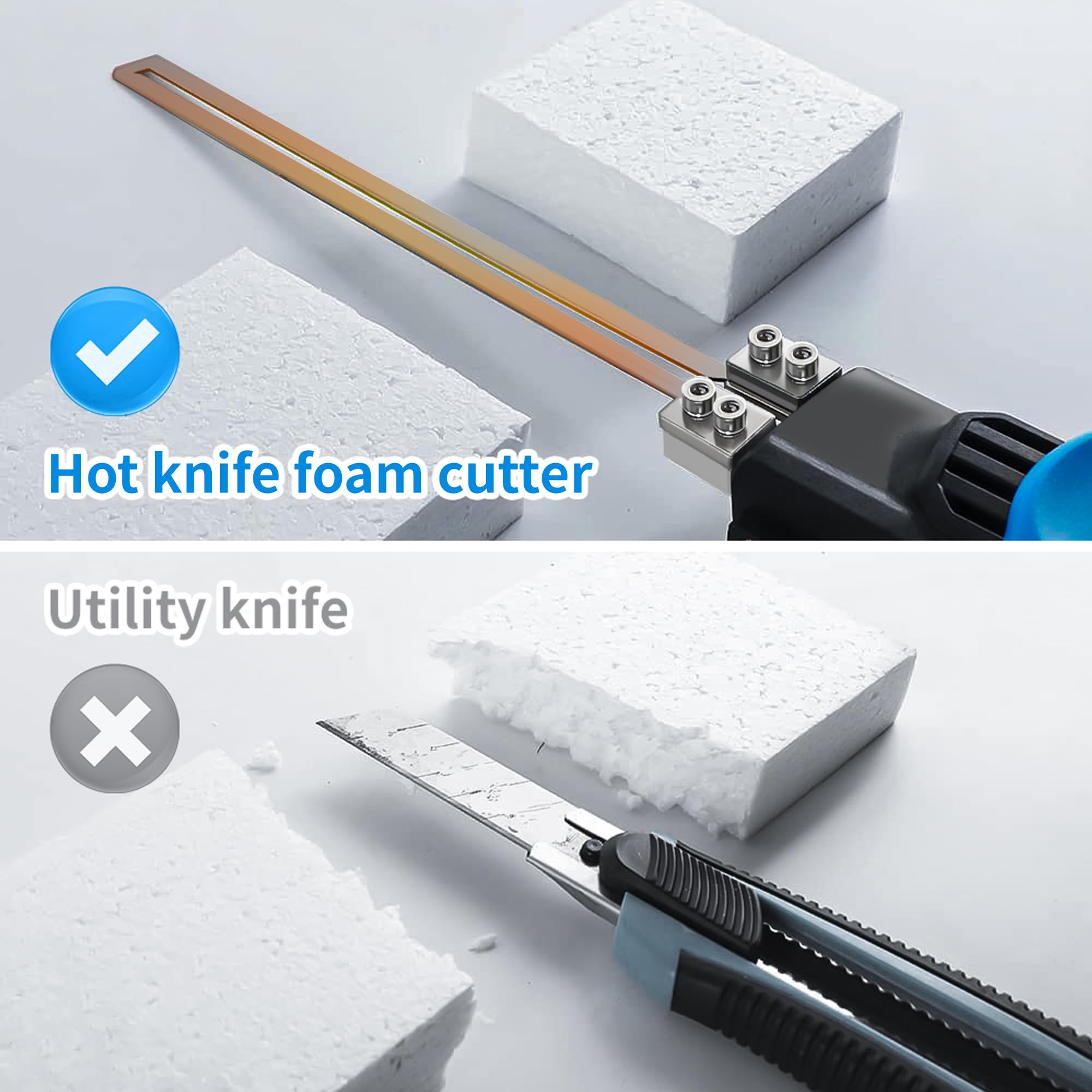 250W AC Rotatable Electric Hot Knife - 6 Blades Foam Cutting Tool Kit with Full-body Air Cooling System for EPP, EPS, XPS, EVA, EPE, PU, KT Board & Sponge | DIY Craft, Model Making, Packaging & Insulation Projects