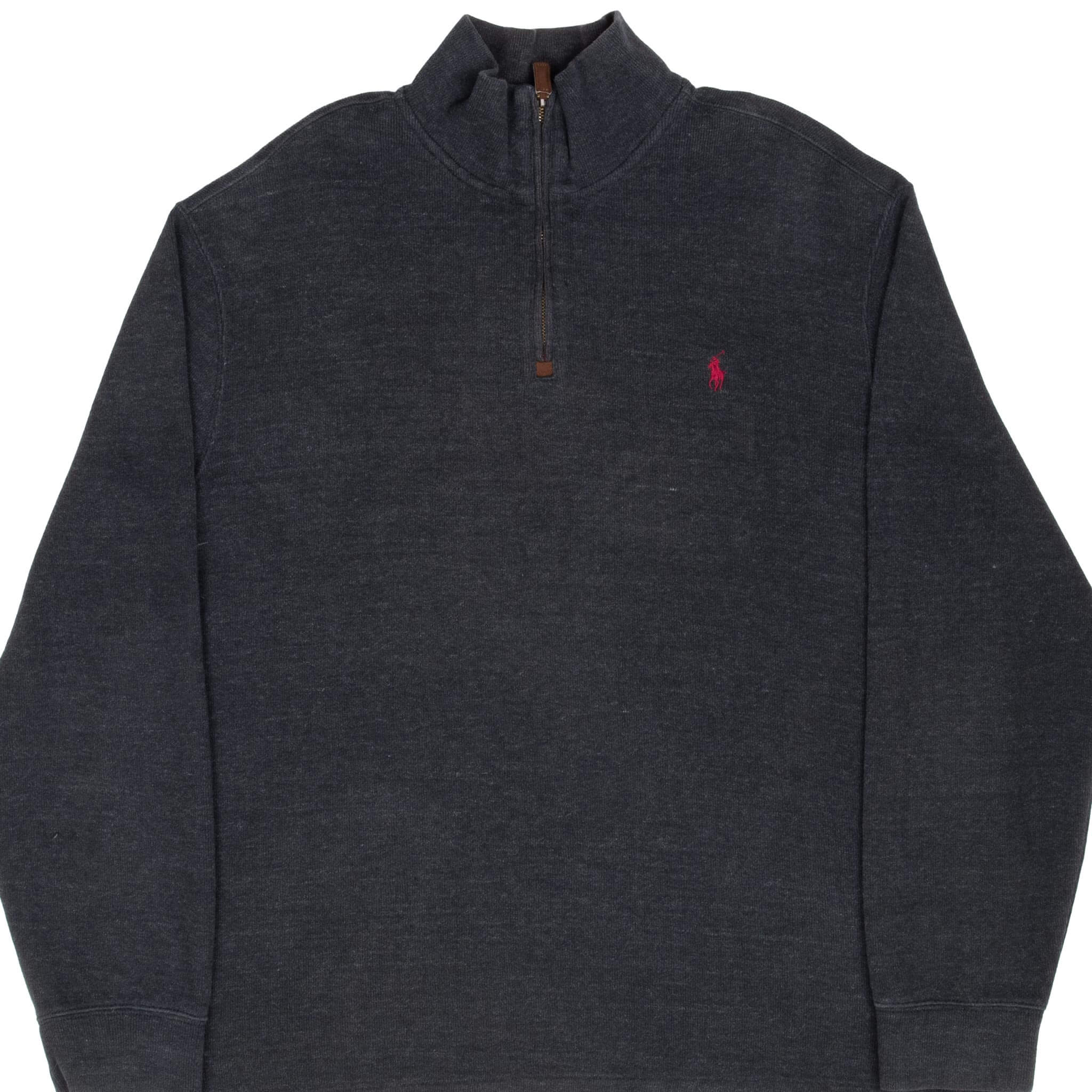 Ralph Lauren Men's Dark Grey Quarter Zip Sweater - Size XL - Comfortable & Stylish Pullover for Casual Wear & Outdoor Activities