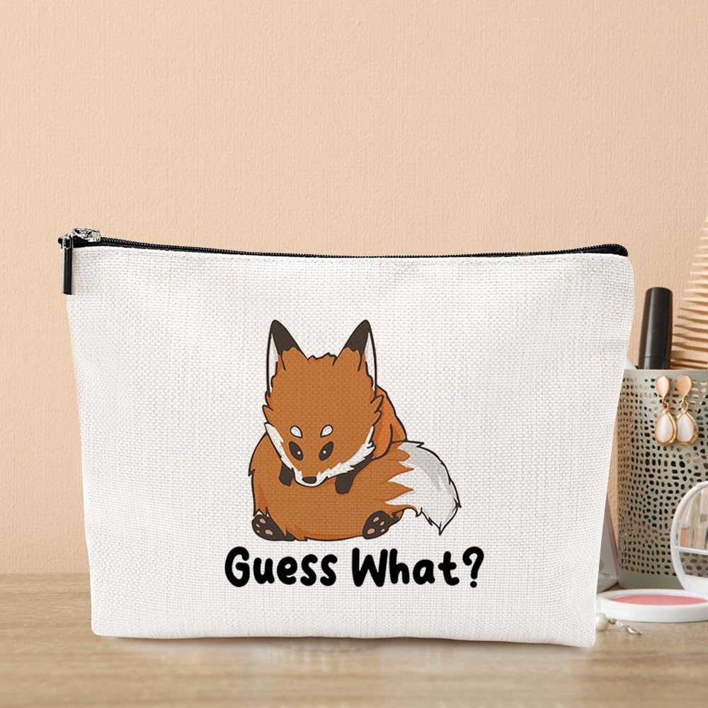 Funny Fox Makeup Bag - Cute Cosmetic Pouch for Women & Girls - Fox Lovers Gift for Sister, Mom, Best Friend - Perfect for Graduation, Mother's Day & Birthday - Travel & Daily Makeup Organizer