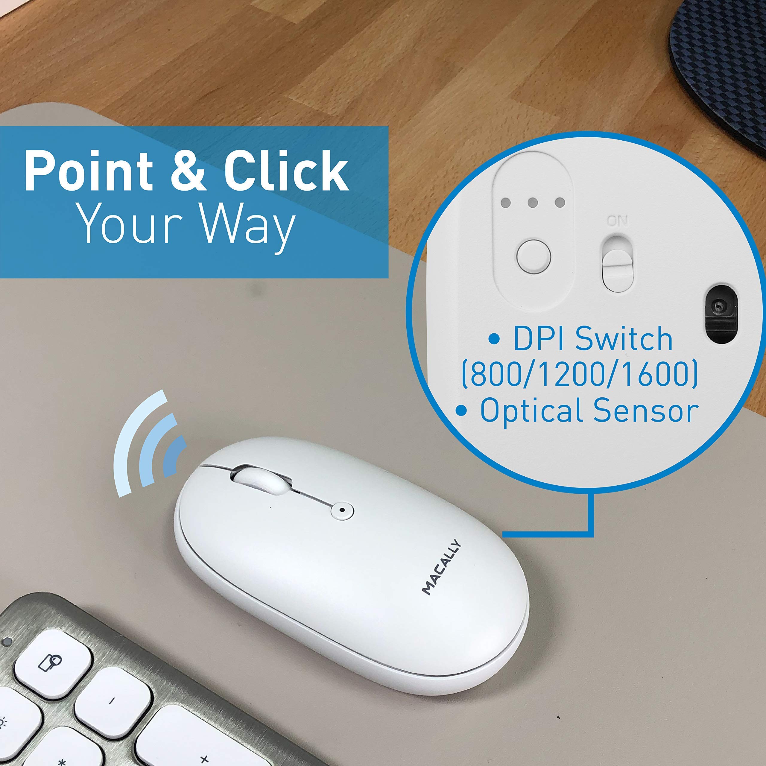 Macally Wireless Bluetooth Rechargeable Mouse and Keyboard Combo for Mac & PC - Slim Design, Long Battery Life | Perfect for Office, Home, and Travel Use