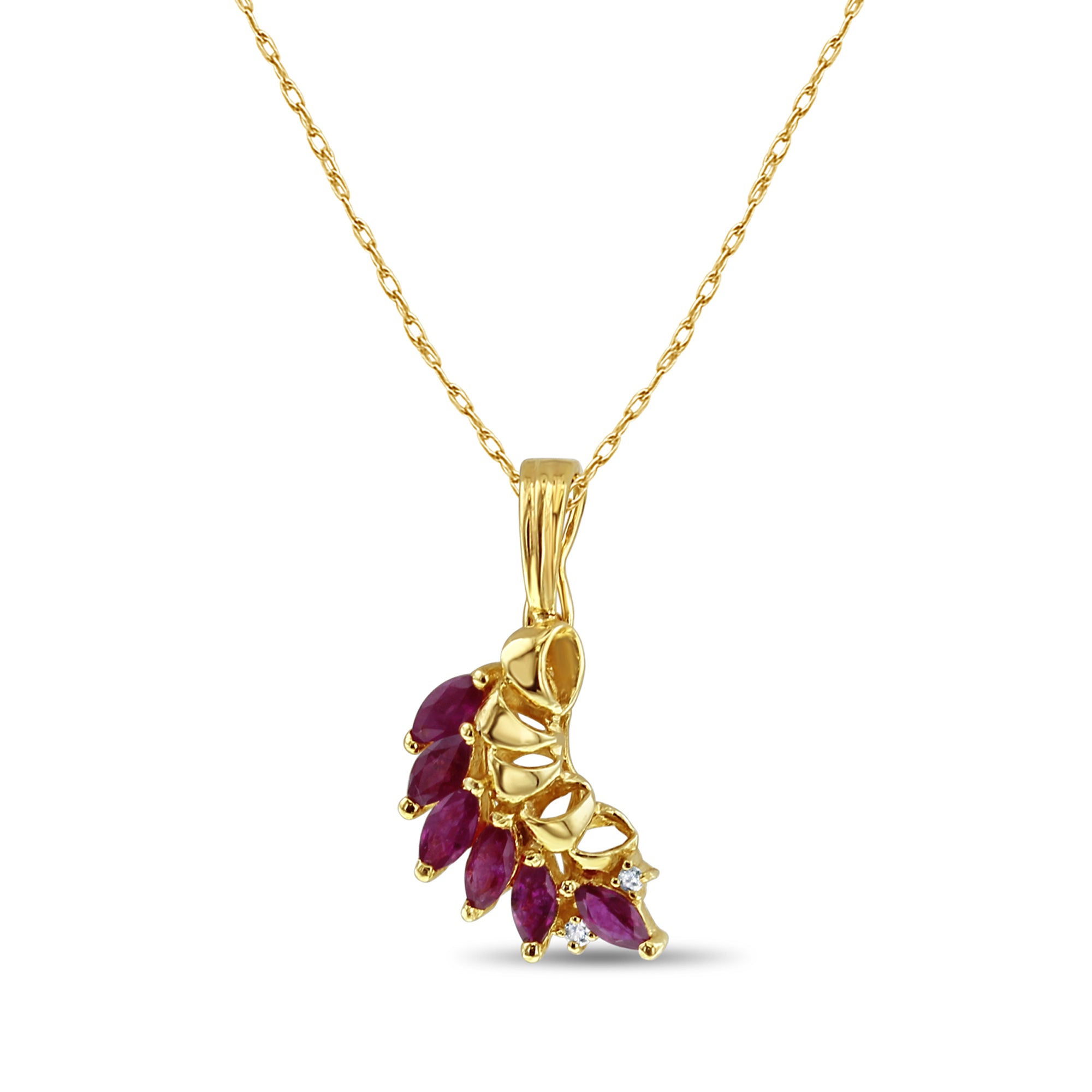 Vintage Marquise Ruby Necklace .75cttw 14k Yellow Gold - Elegant Jewelry for Weddings, Anniversaries & Special Occasions