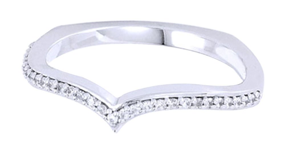 14K Solid Gold Round White Natural Diamond V Band Ring (0.08 Cttw) - Perfect for Engagement, Wedding, Anniversary & Everyday Elegance