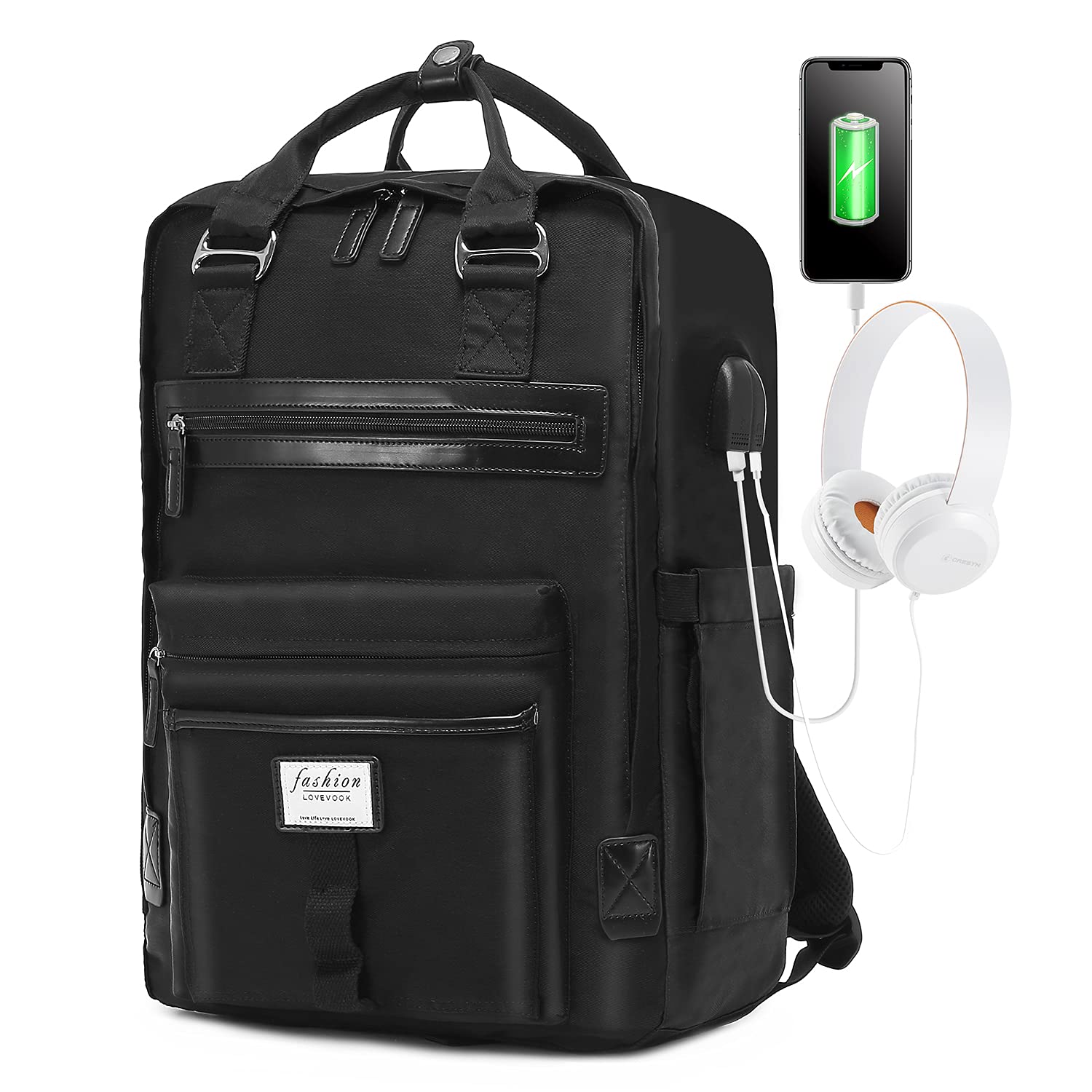LOVEVOOK Vintage Laptop Backpack for Women - 15.6 Inch College Backpack with USB Charging Port - Perfect for Work, School & Travel