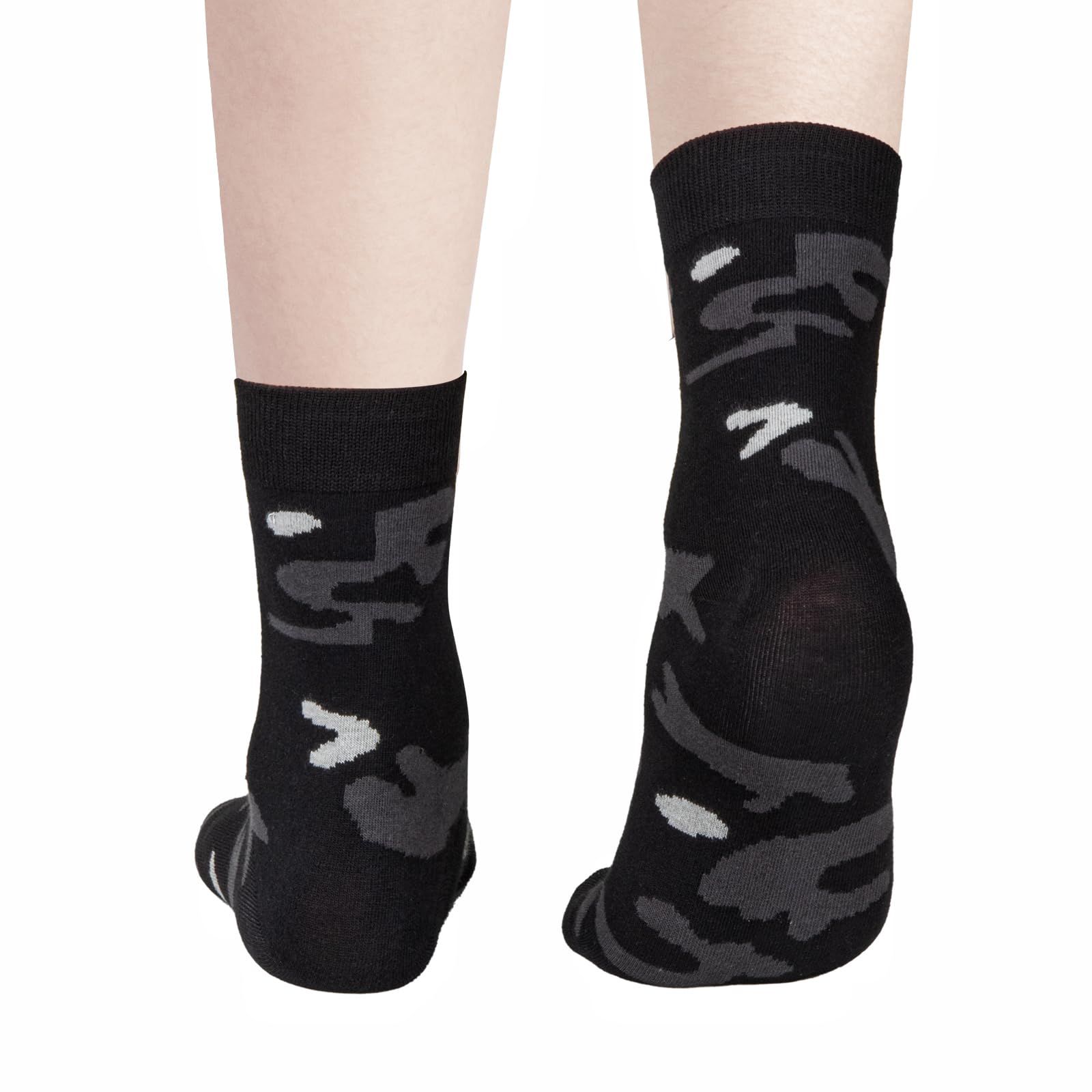 OUYJIA Men's Camouflage Dress Socks - Lightweight Crew Socks for Business & Casual Wear - Breathable Cotton Comfort Socks (5 Pairs) - Perfect for Office, Wedding & Daily Outfits