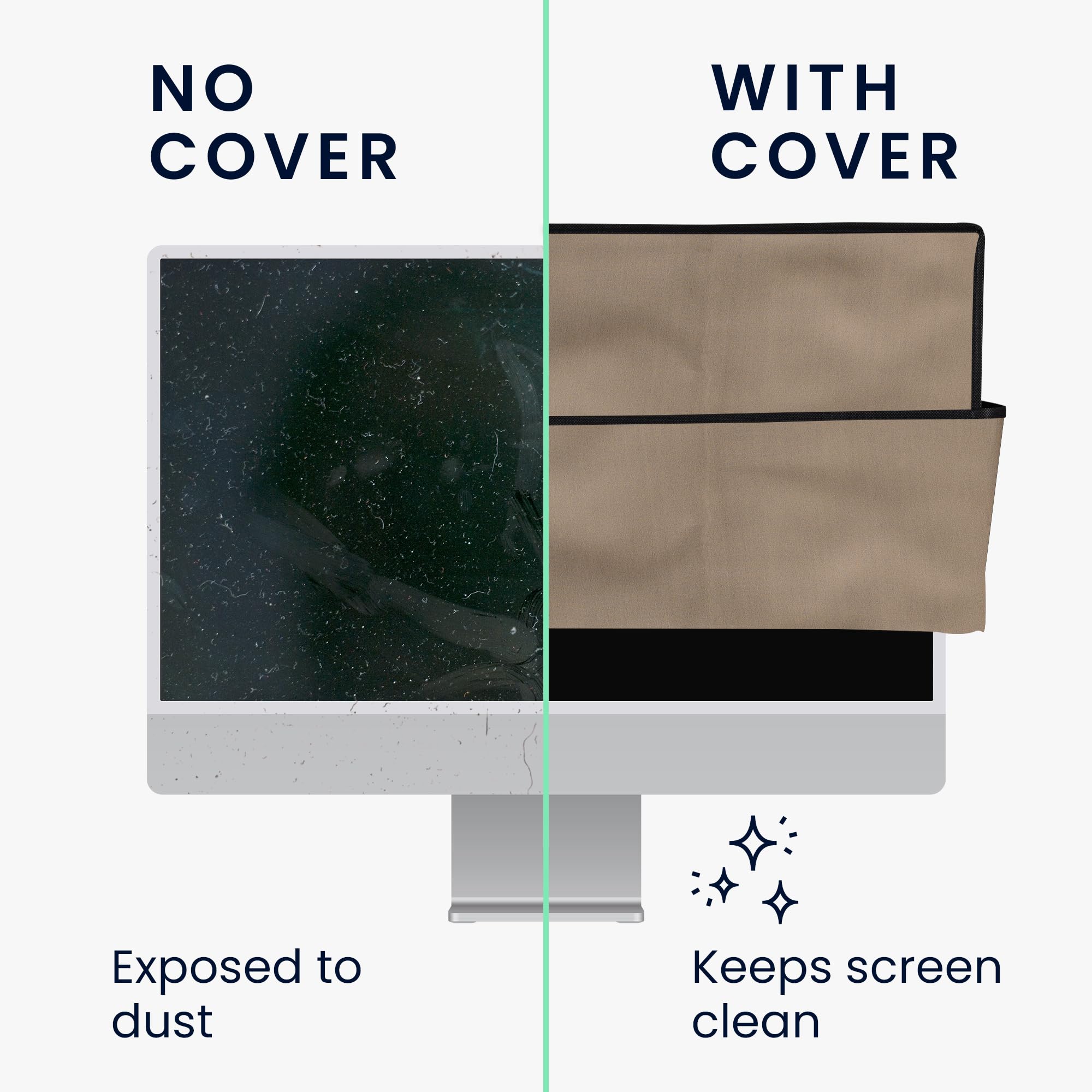 kwmobile Neoprene Dust Cover for 24-26 Inch Monitors - Computer Screen Protector & Display Case in Beige - Perfect for Home Office, Gaming Setup, and Workspace Protection