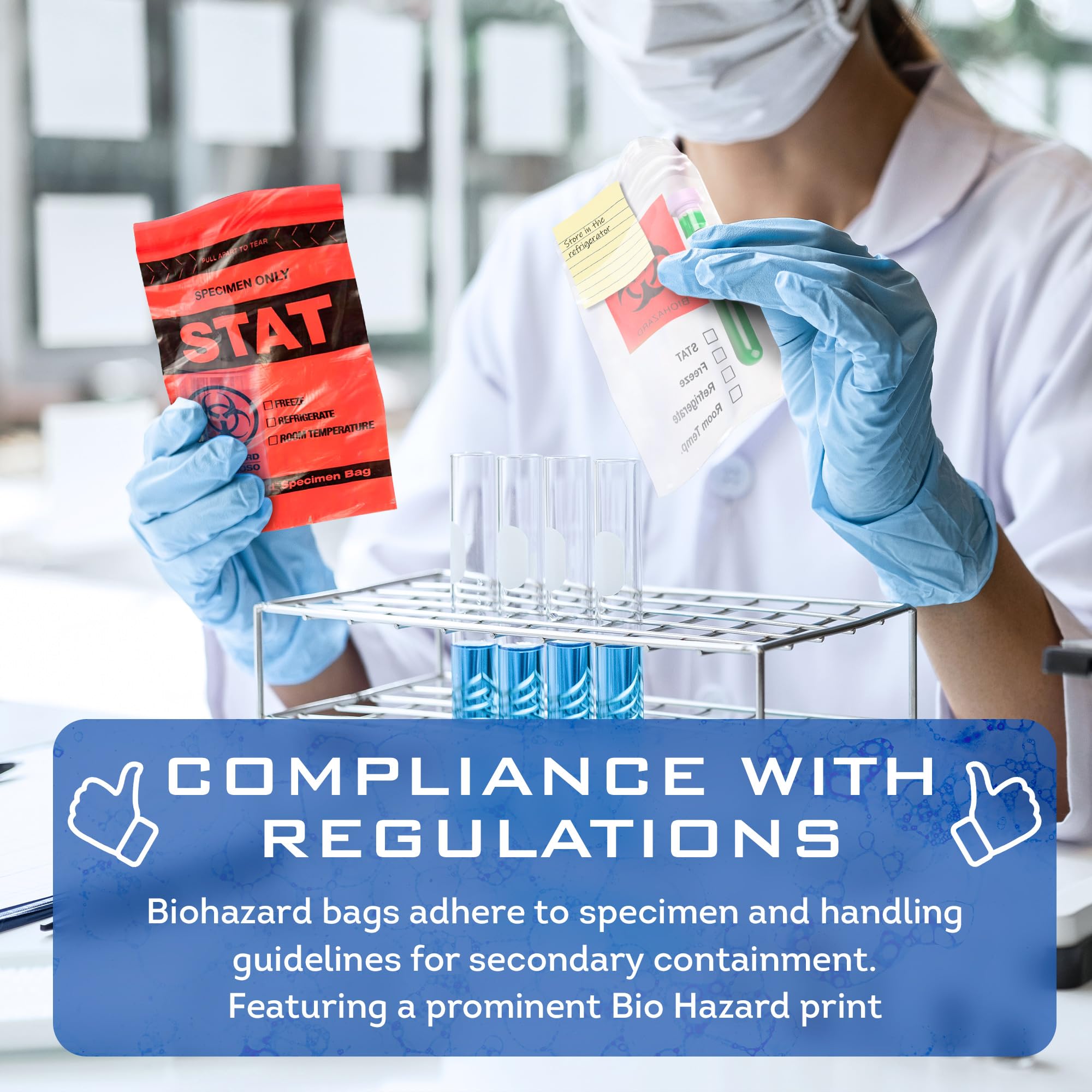 APQ Biohazard Bags - 8x10 Inch Clear Zipper Bags, Pack of 1000, 3-Wall Polyethylene, 2 Mil Thickness for Medical Waste Transport & Disposal | Ideal for Hospitals, Labs & Healthcare Facilities