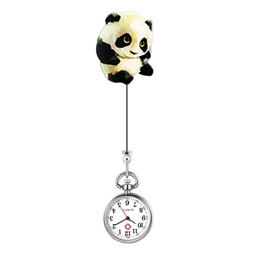 Avaner Retractable Nurse Watch with Animal Pattern - Clip-On Hanging Fob Watch for Nurses & Doctors - Cute Lapel Watch for Medical Professionals (Ideal for Hospital Shifts, Clinical Work & Healthcare Settings)