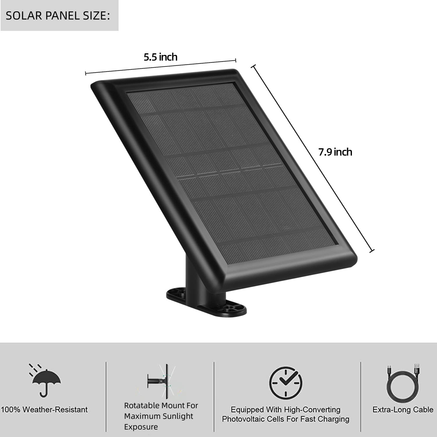 2 Pack Solar Panel for Ring Spotlight & Stick Up Cam - Portable Solar Charger Compatible with Ring Security Camera Battery Replacement - Perfect for Outdoor Home Security & Surveillance