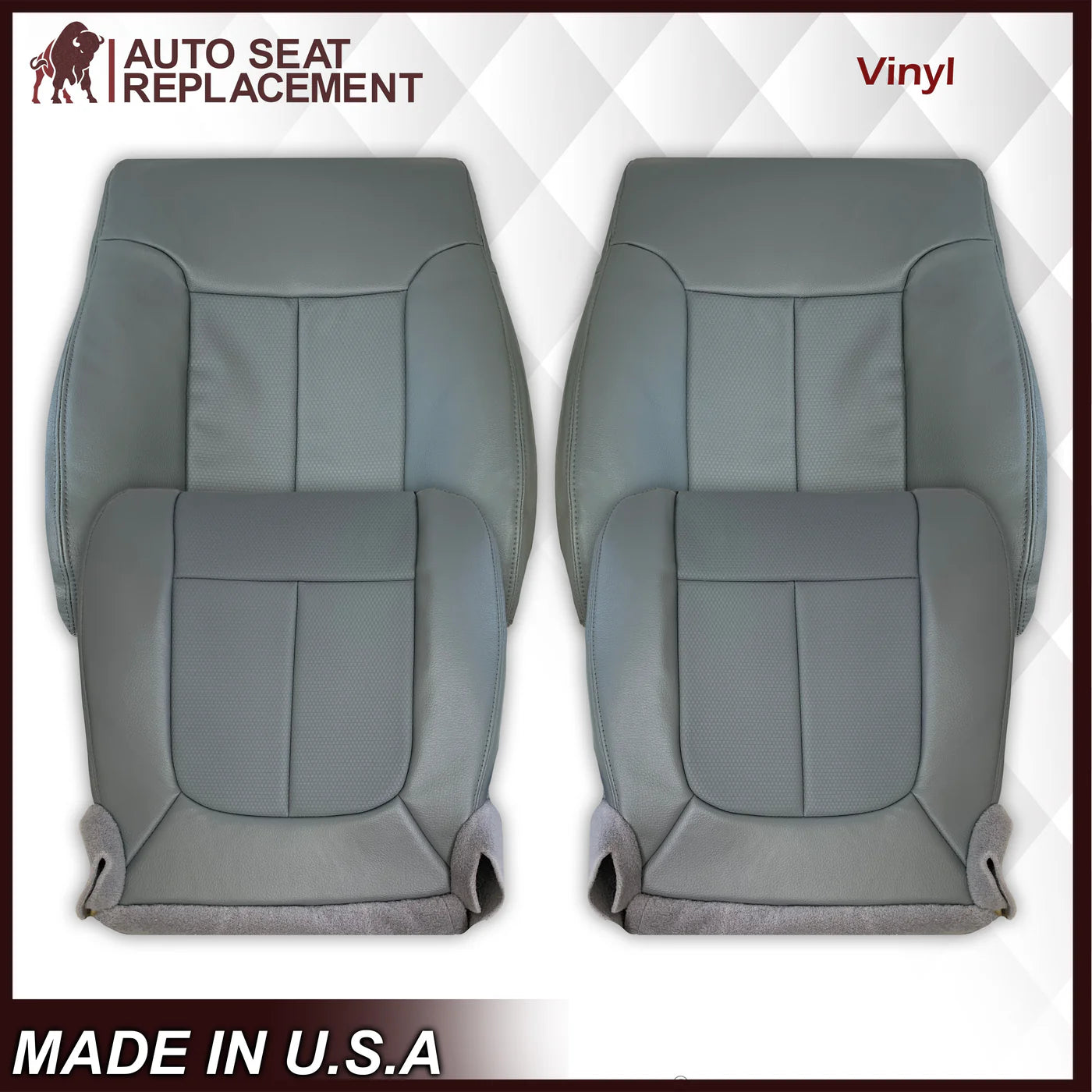2009-2014 Ford F-150 XL Work Truck Seat Covers - Heavy Duty Steel Gray Synthetic Leather - Custom Fit for Pickup Trucks - Perfect for Construction, Farming & Off-Road Use