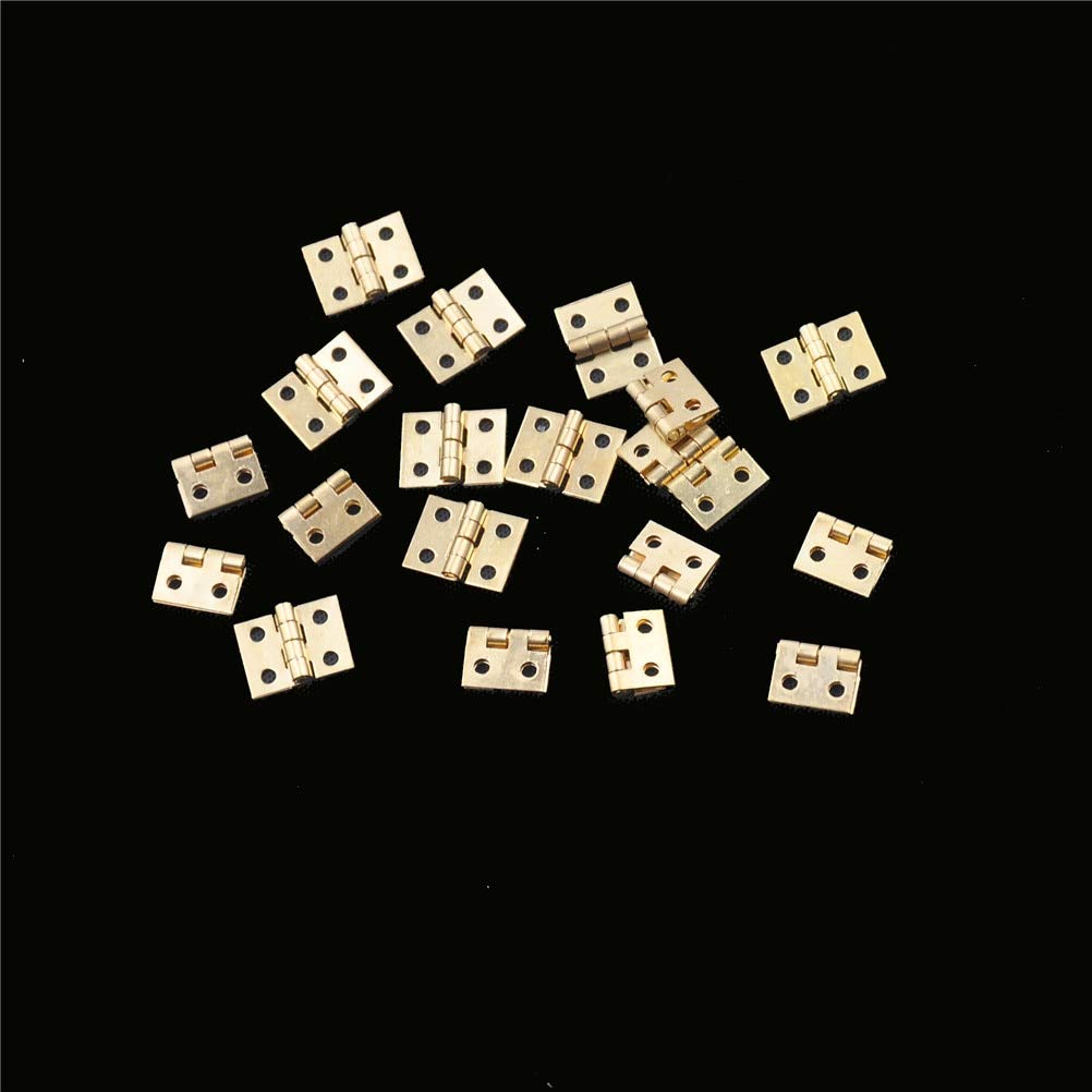 20Pcs Brass Plated Cabinet Hinges 8mmx10mm - Mini Decorative Hinges for Jewelry Box, Wooden Cabinet & Furniture Repair - Durable Small Hardware Accessories for DIY Projects & Home Improvement