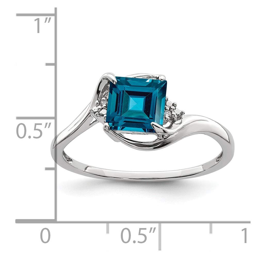 925 Sterling Silver Diamond & London Blue Topaz Ring for Women - Elegant Fine Jewelry Gift for Her, Perfect for Anniversaries, Engagements & Special Occasions