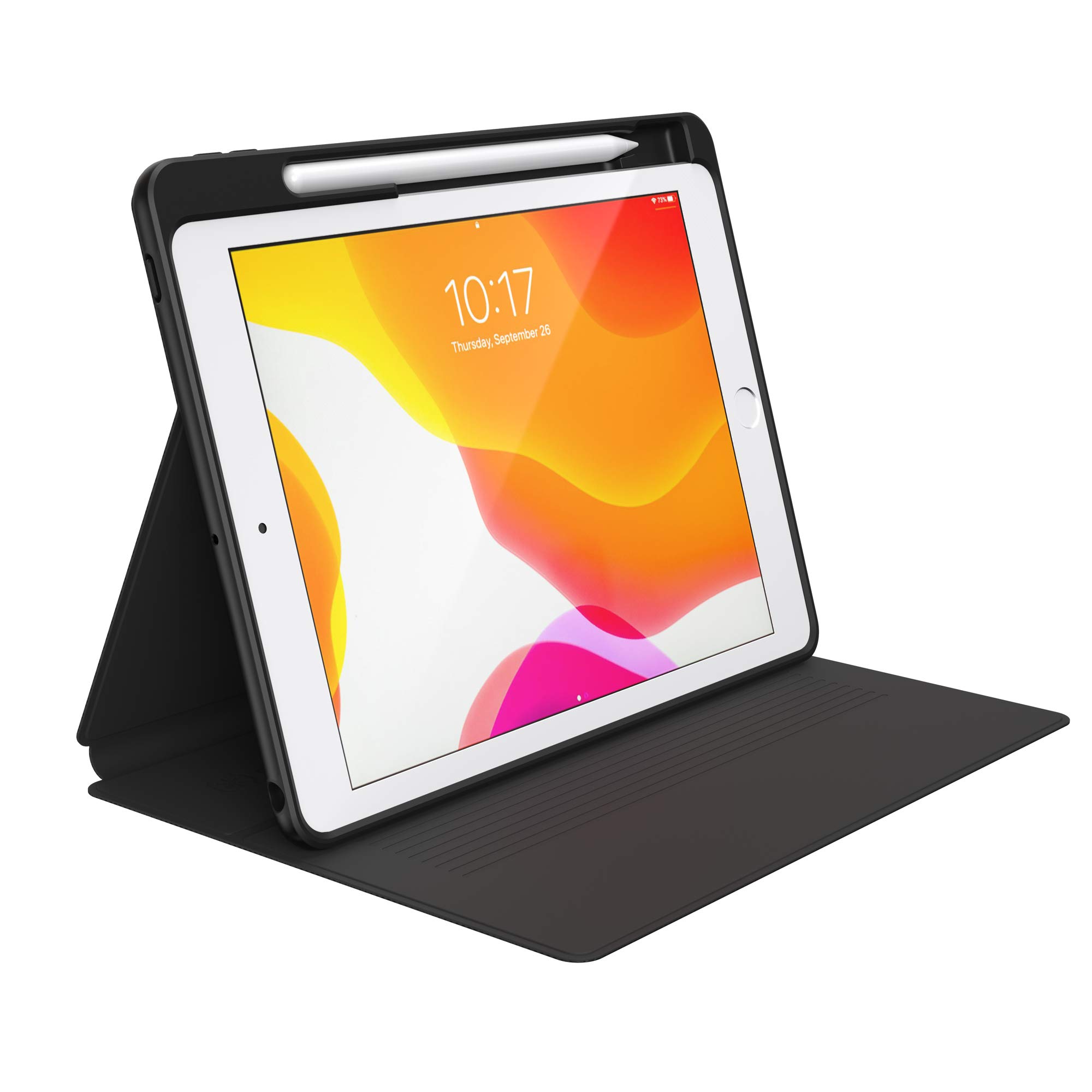 Speck Presidio PRO Folio Case for iPad 7th & 8th Generation (2019/2020) - Slim Protective Cover with Stand - Black - Perfect for Work, School & Travel