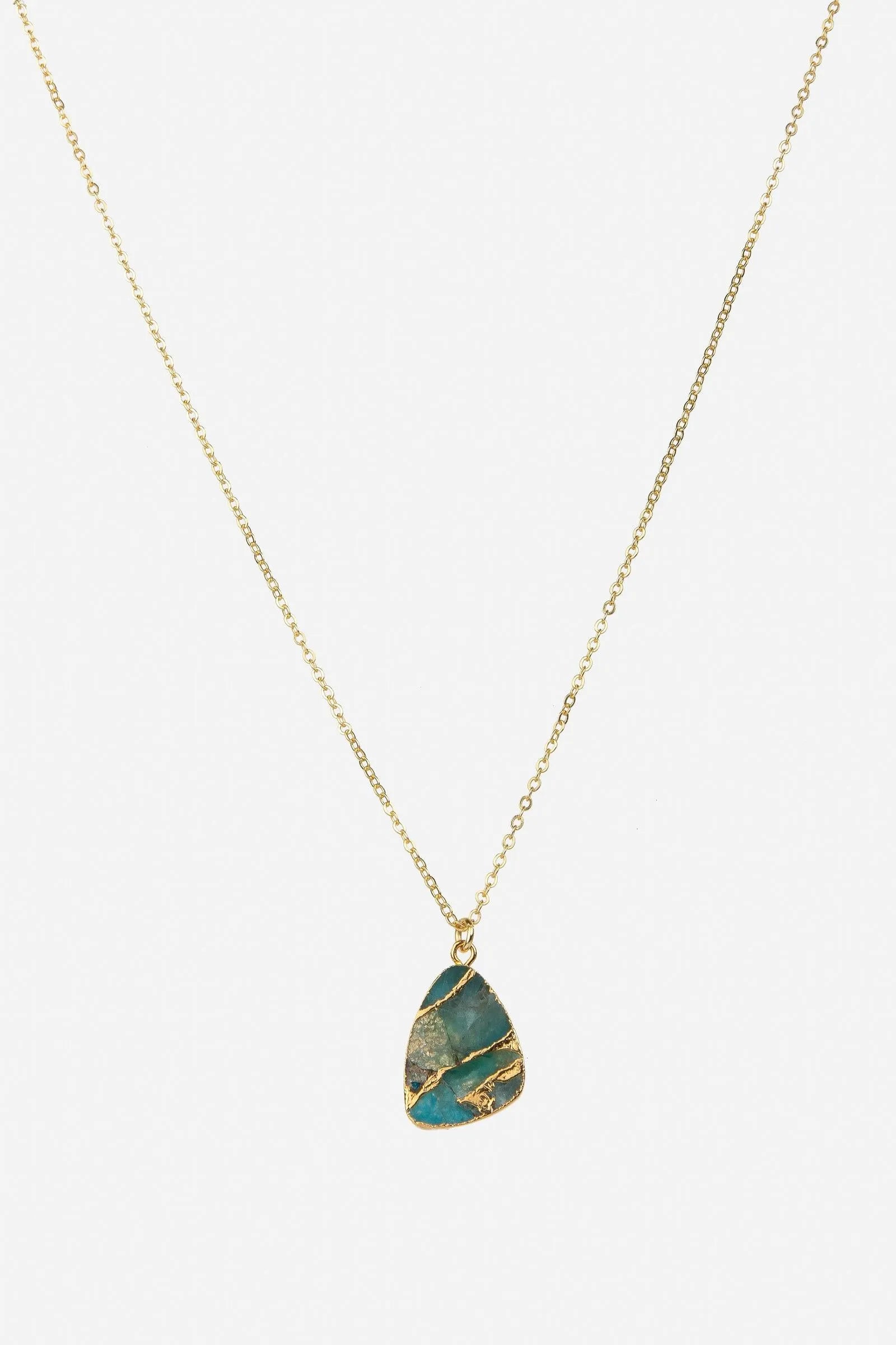 Mojave Triangle Stone Pendant Necklace for Women - Natural Gemstone Jewelry - Boho Chic Accessories for Everyday Wear & Special Occasions