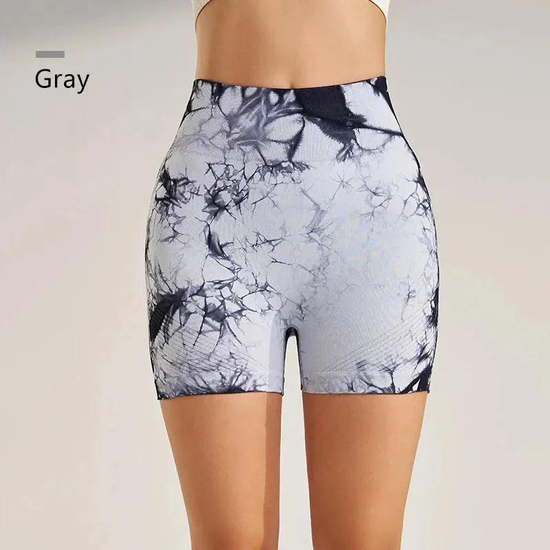 Tie Dye Seamless Yoga Shorts for Women - High Waisted Skinny Workout Shorts, Summer Athletic Shorts, Breathable Fitness Clothing & Cycling Pants - Perfect for Yoga, Gym, Running & Outdoor Sports