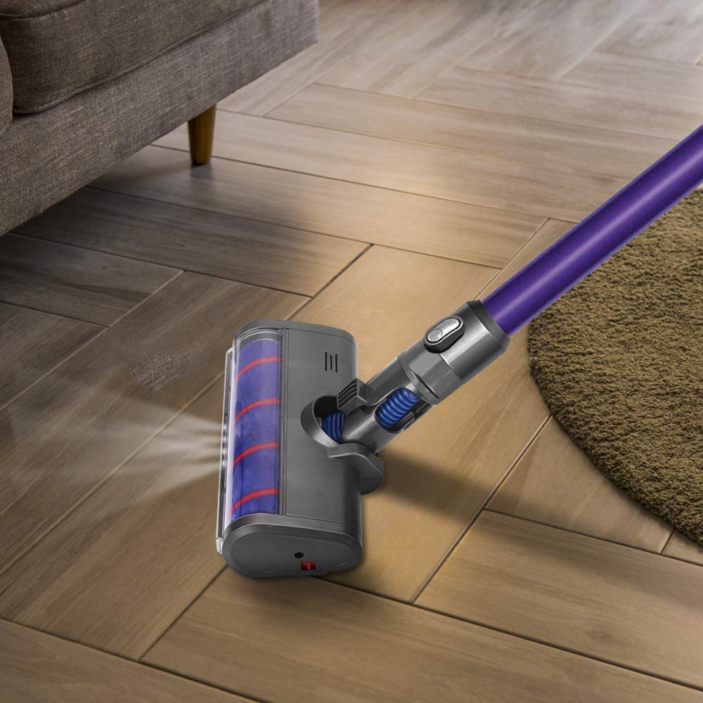 FUNTECK Soft Roller for Dyson V6/DC58-74 - LED Headlights for Pet Hair Cleaning