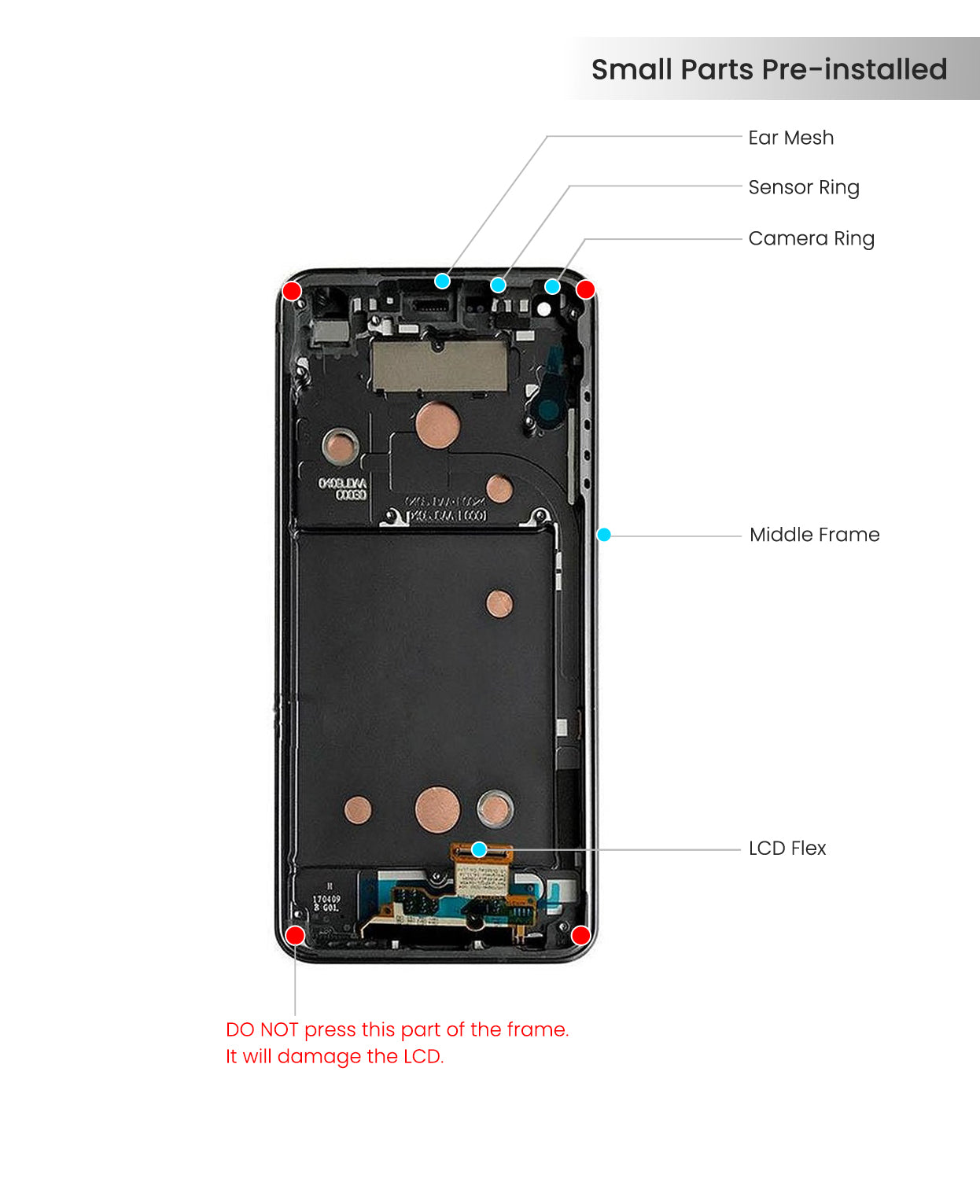 Original LG G6 LCD Screen Assembly Replacement with Frame (Astro Black) - Fix Cracked/Damaged Display for LG G6 Smartphone - Perfect for DIY Repairs & Home Use