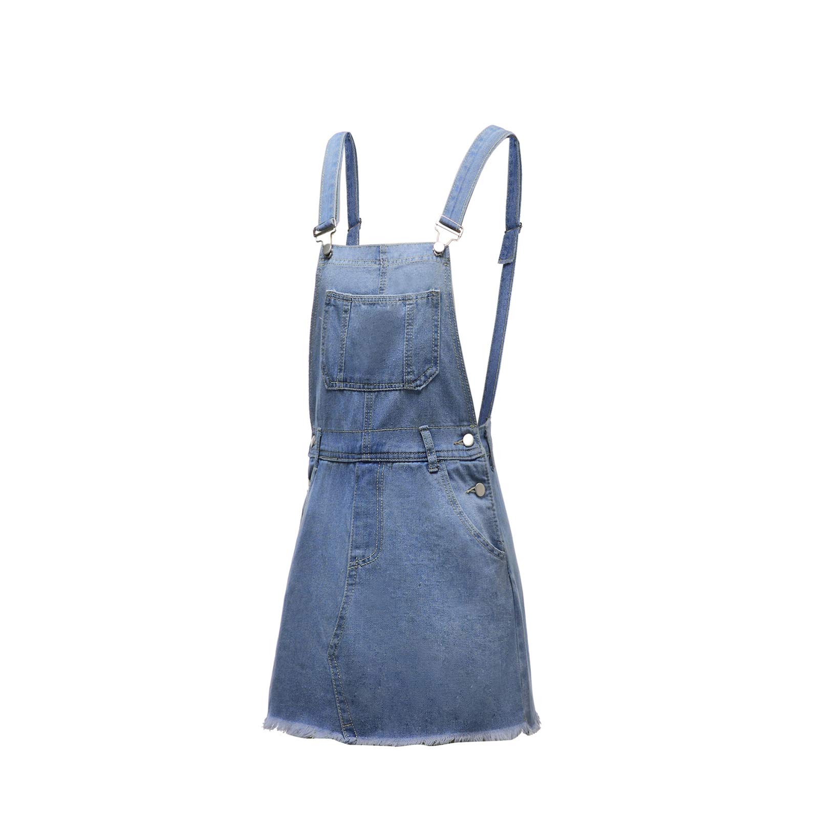 Women's Bib Denim Backless Overall Dress - Adjustable Straps, Ripped Design, Mini Short Style with Camouflage Star Flag Pockets & Button Closure | Casual Outfit, Streetwear, Music Festivals, Summer Fashion