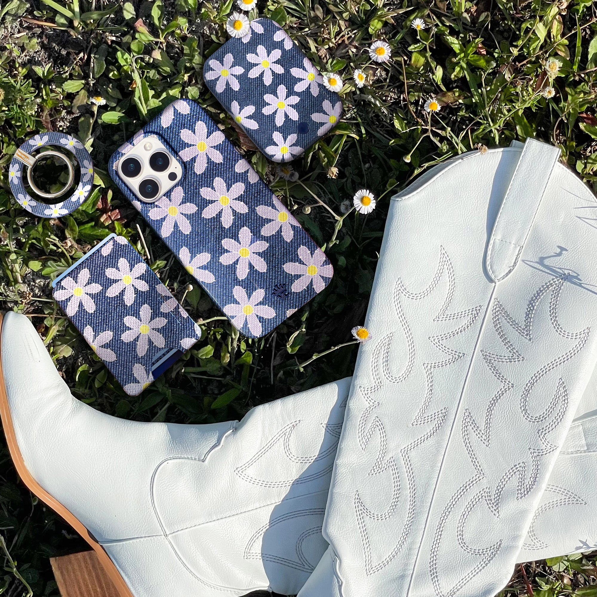 Denim Daisy iPhone Case - Trendy Floral Design Protective Cover for iPhone 11/12/13/14/15 Pro Max - Perfect for Everyday Use, Travel & Fashion Accessories