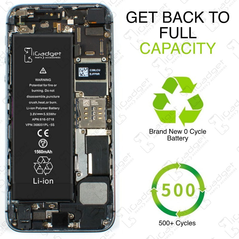 Premium iPhone 5c/5s Battery Replacement Kit - High Capacity Long Lasting Battery for iPhone 5c/5s - Perfect for Home DIY Repair, Travel & Emergency Power Backup