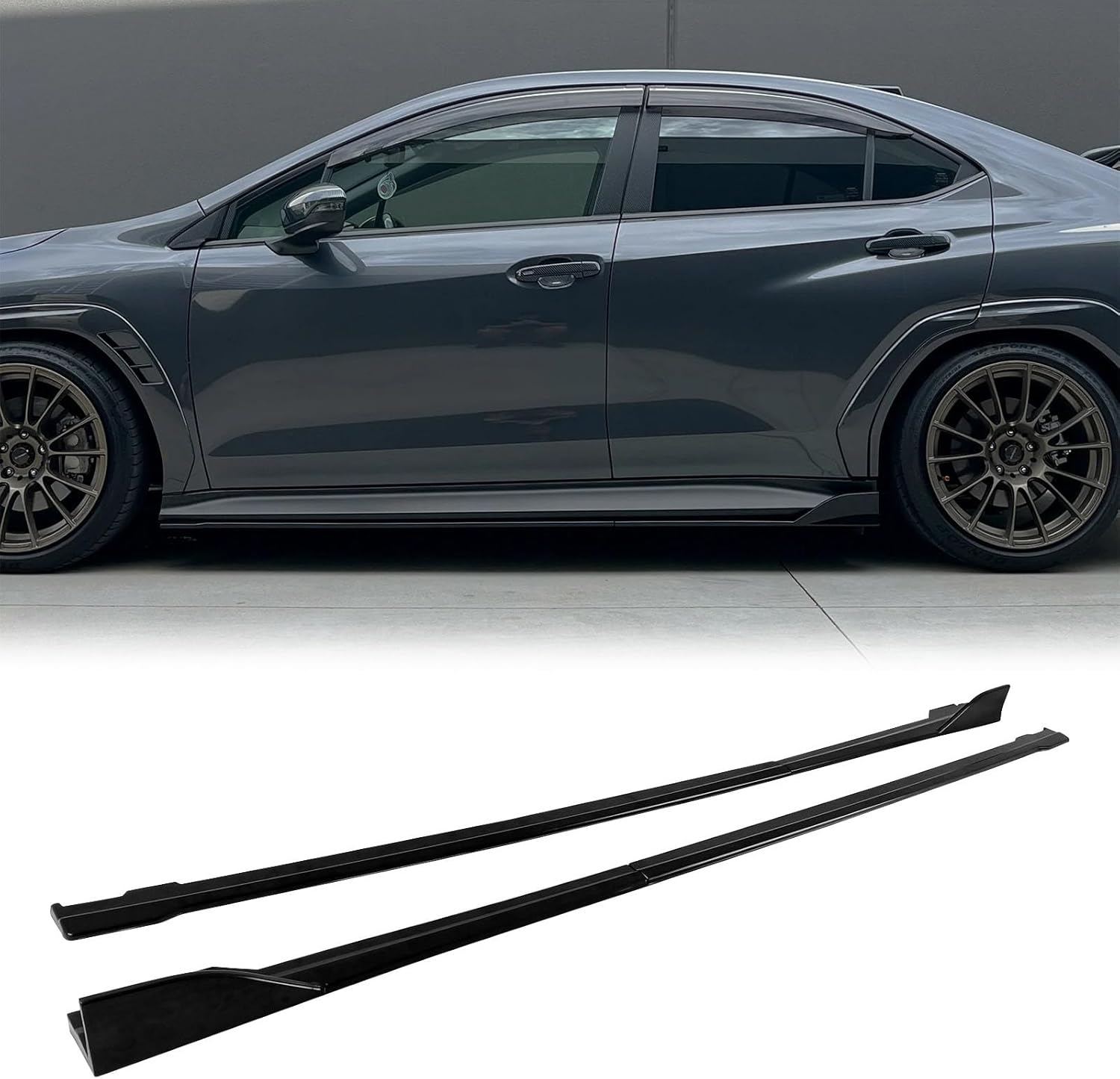 2022-2025 Subaru WRX D-Style Matte Black Side Skirt Extensions - 4PC Unpainted PP Side Skirts for Enhanced Aerodynamics & Sporty Look - Perfect for Car Enthusiasts & Performance Upgrades