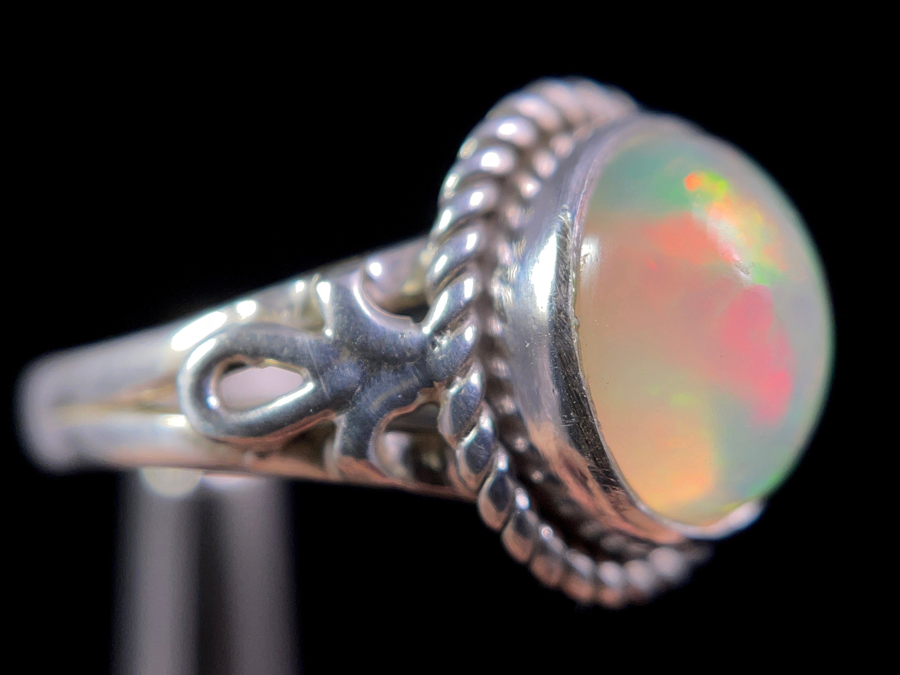 Ethiopian Opal Ring for Women - Sterling Silver Size 7, Welo Opal Bridal Jewelry - Perfect for Weddings, Anniversaries & Special Occasions