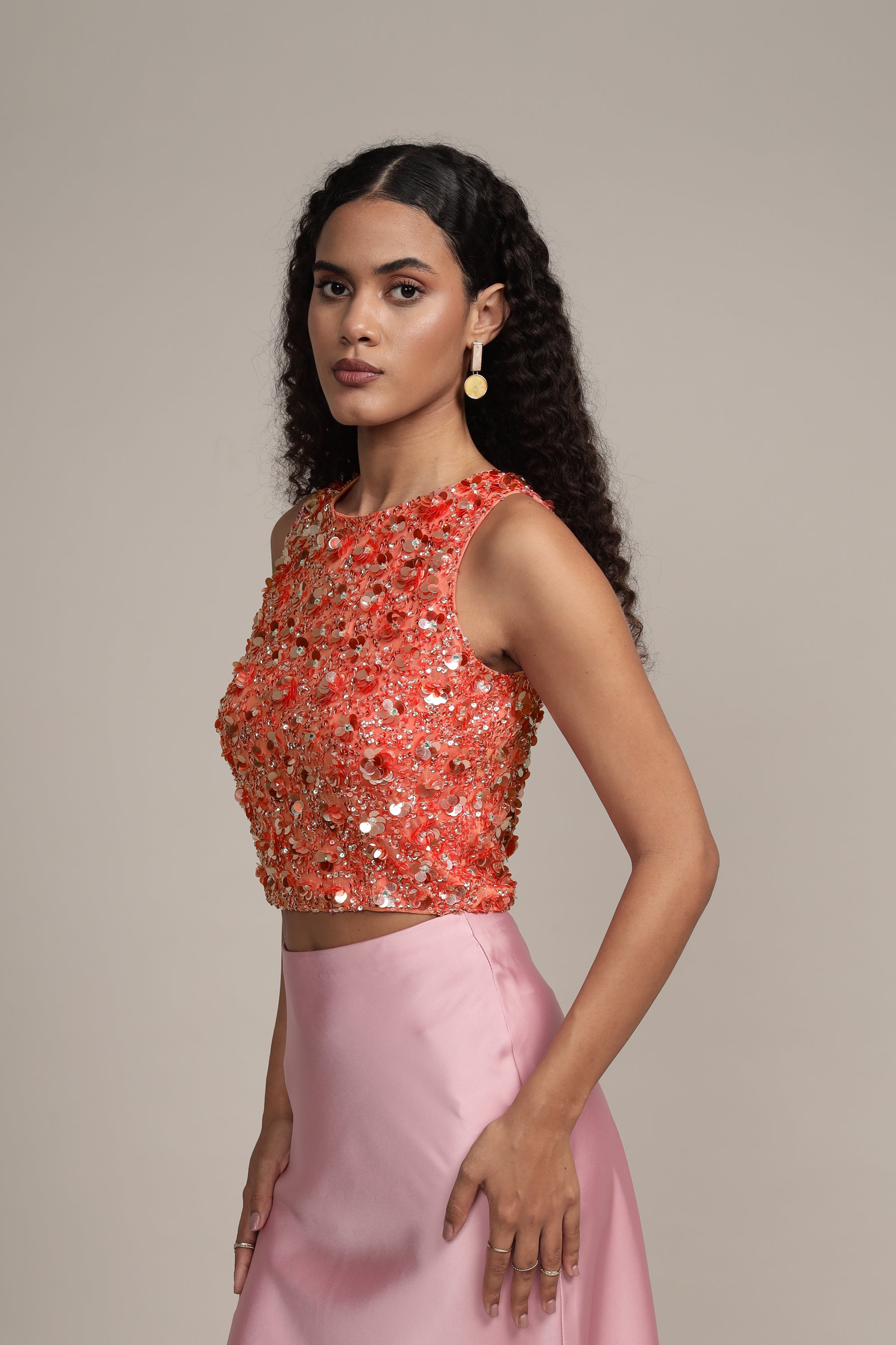 Coral Hazel Embellished Women's Top - Elegant Floral Lace Blouse for Casual Wear, Date Night & Office Outfits