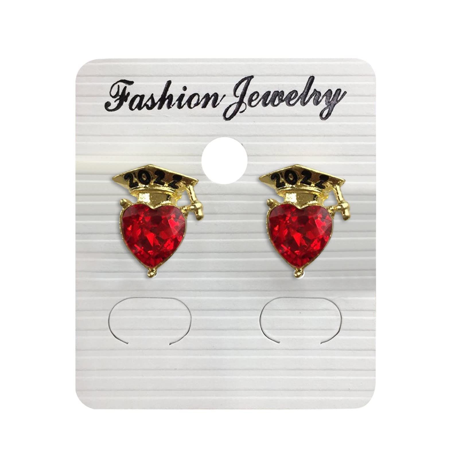 2022 Gold Heart Shaped Crystal Earrings - Perfect Graduation Gift for Her, Doctor Hat Jewelry (One Size) | Ideal for College Graduation Ceremonies, Anniversary Presents & Special Occasions