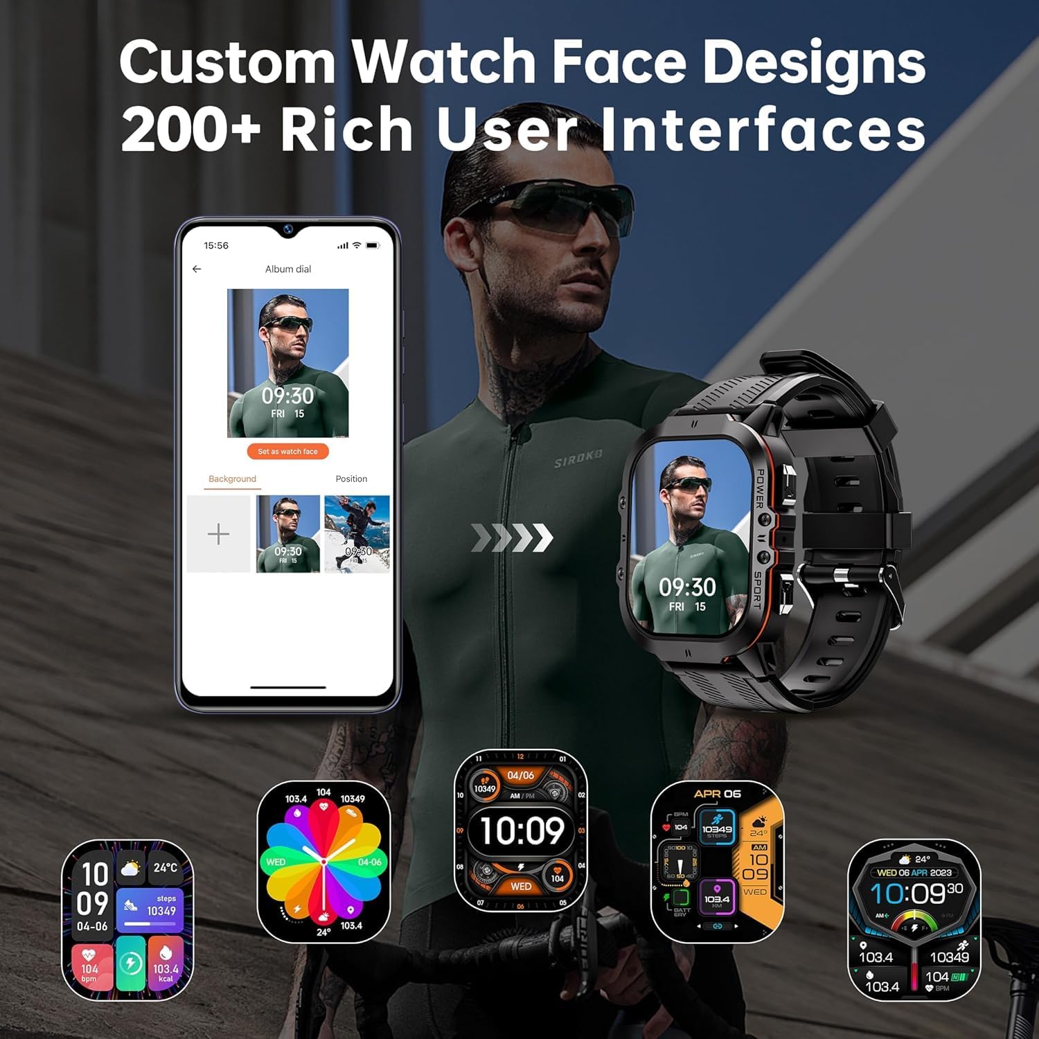 **Military Smart Watch for Men - Rugged 1.96