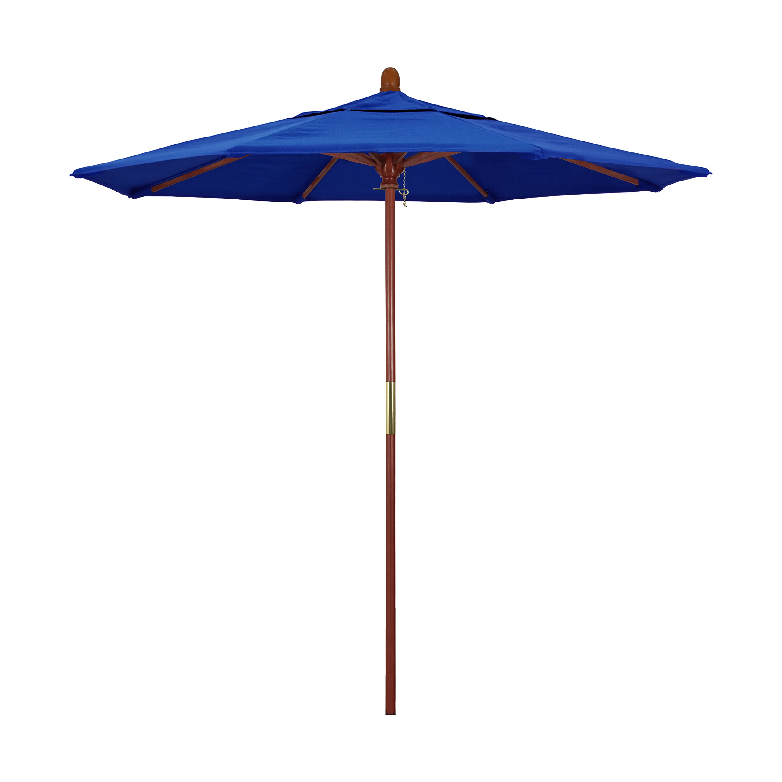 7.5' Round California Market Umbrella - Hardwood Frame & Stainless Steel Hardware - Push Open Design - Olefin Royal Blue - Perfect for Patio, Garden, Poolside, and Outdoor Dining Areas