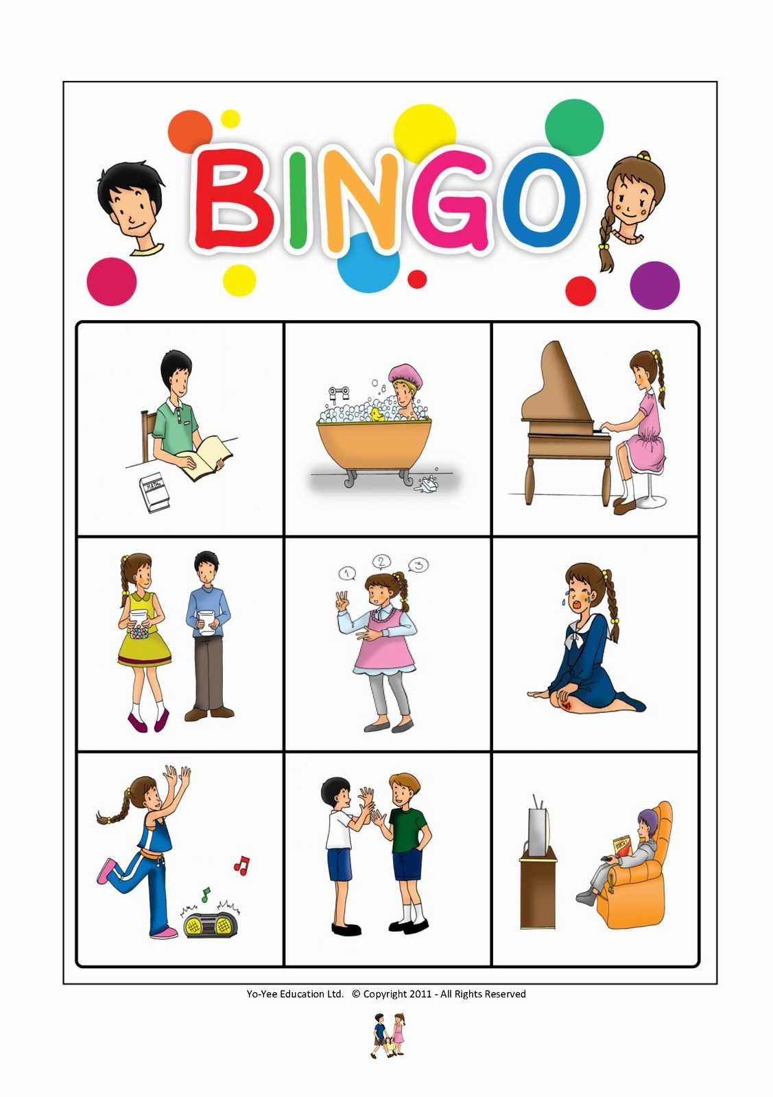 Verbs Flash Cards with Matching Bingo Game - Educational Vocabulary Picture Cards for Toddlers, Kids & Adults | ESL Learning, Classroom Activities & Family Game Night