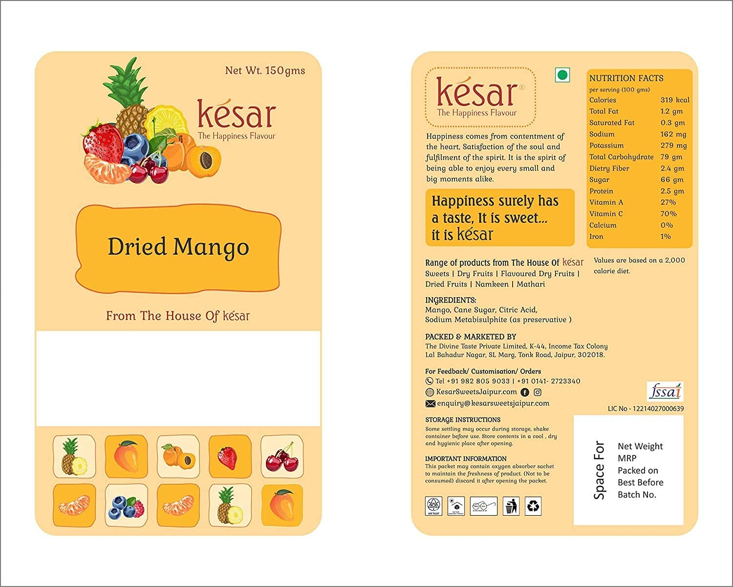 Kesar Sweets Unjunk Sun Dried Mango Slices - 150g | All Natural Dehydrated Fruit Snacks | No Additives or Preservatives | Healthy Vegan Gluten-Free Treat | Perfect for Lunchboxes, Hiking & Office Snacking