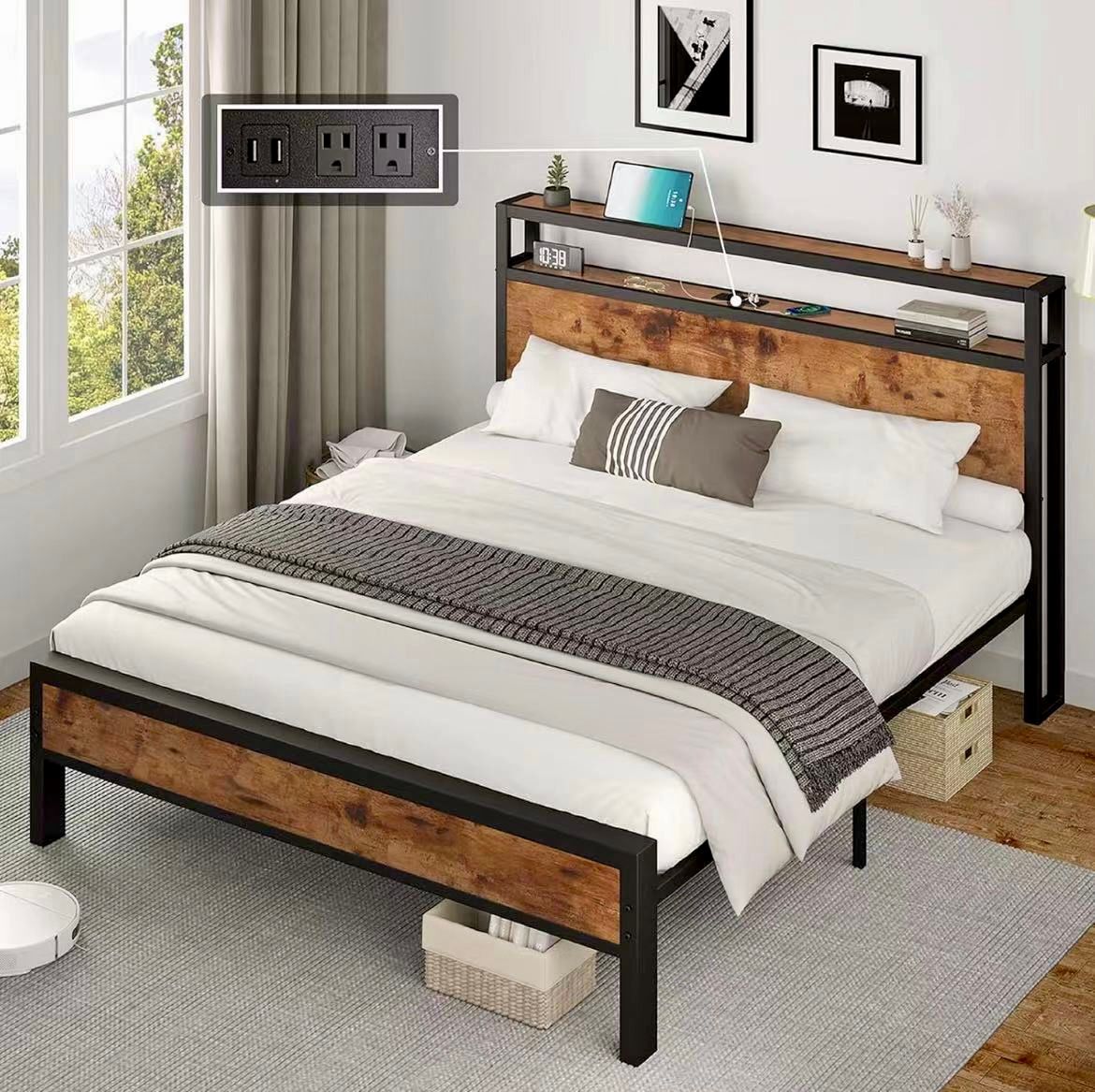Belvedere Platform Bed Frame - Modern Wooden Bed with Headboard & Storage Options | Perfect for Small Spaces, Guest Rooms & Minimalist Bedroom Decor
