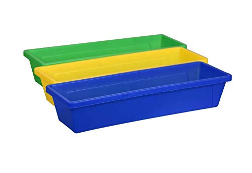 Colorful Plastic Pencil Trays & Storage Baskets - Set of 3 Mini Organizer Bins for School, Office & Home Desk Organization (Colors May Vary)
