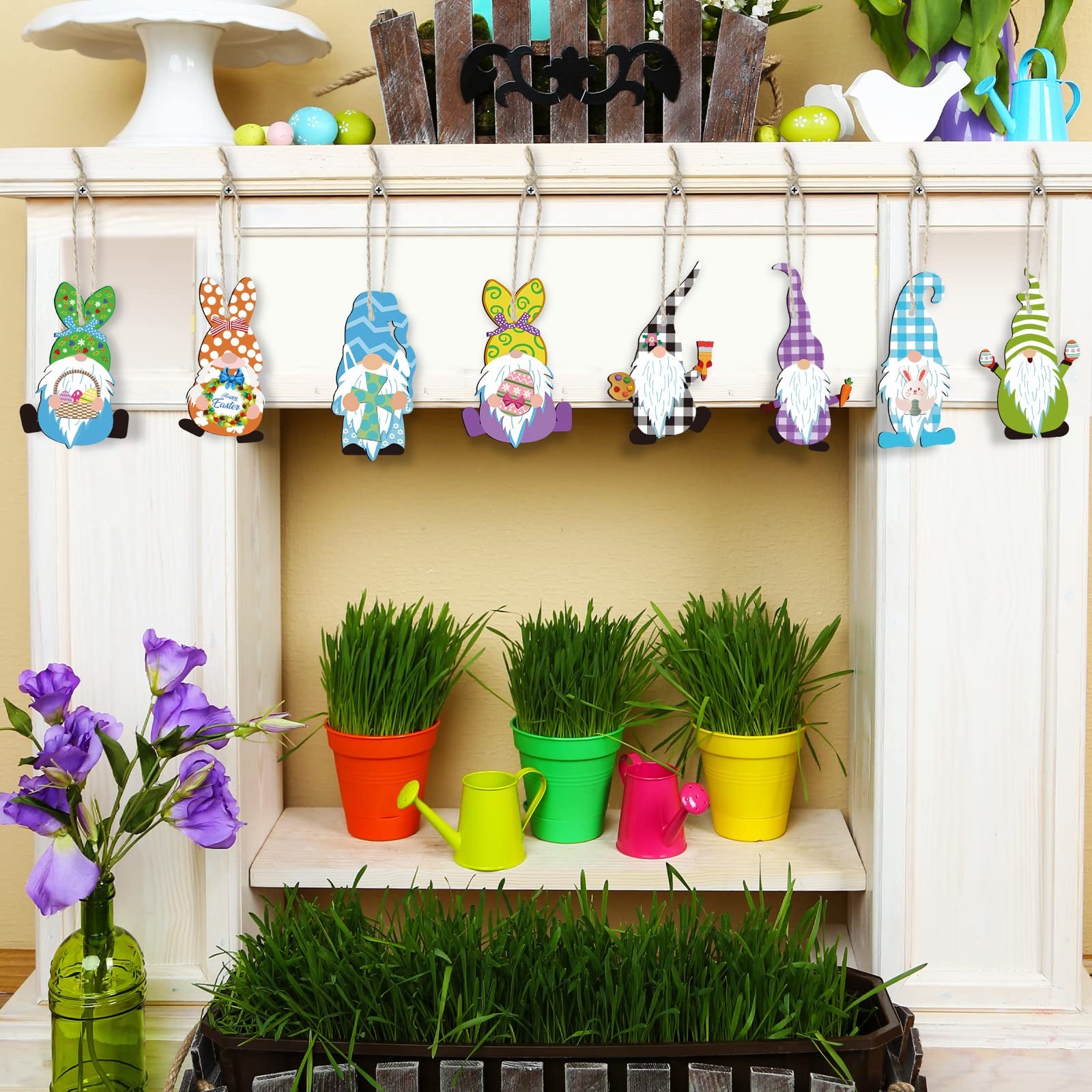 40-Piece Easter Wooden Gnome Ornaments Set - Spring Bunny Gnomes & Elf Decor for Easter Tree, Hanging Party Decorations - Perfect for Easter Celebrations, Home Decor, and Spring Festival Gifts