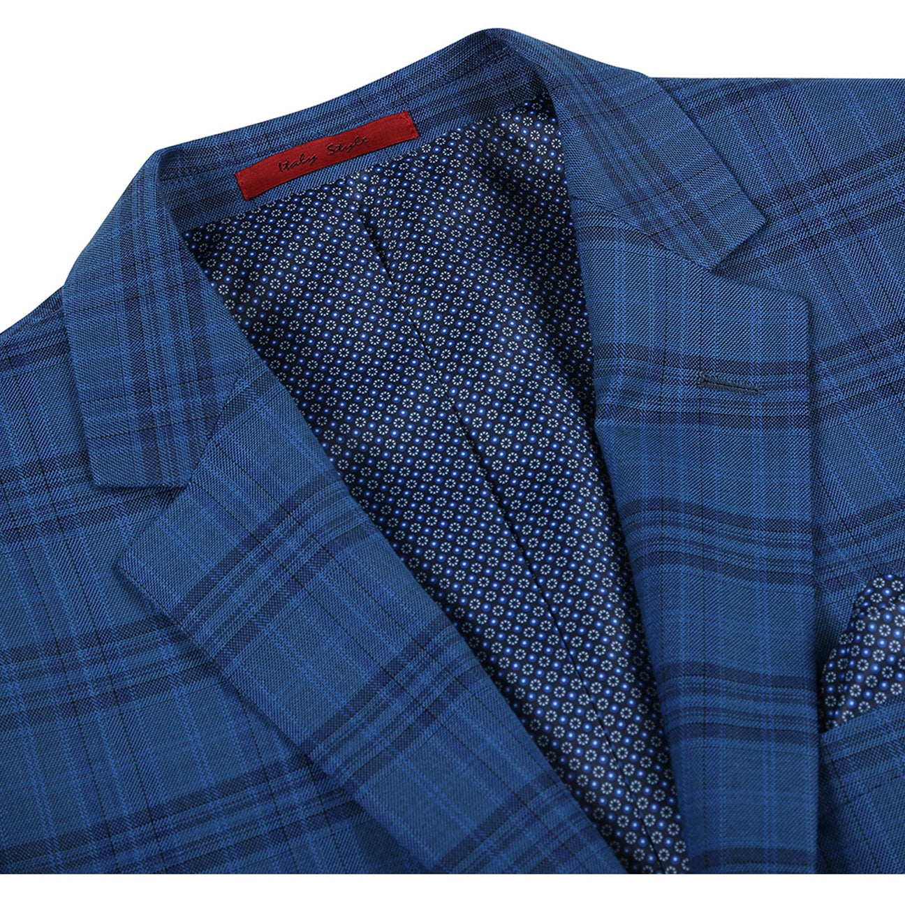 Alessandro Vitello by Renoir Blue Slim Fit Notch Lapel Checkered Blazer for Men | Formal Business Suit Jacket | Perfect for Office Meetings, Weddings & Special Events