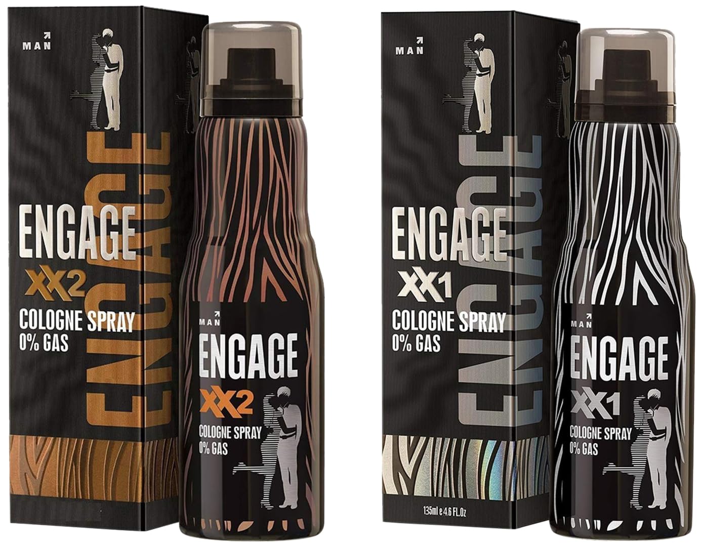 Engage Cologne Spray XX2 & XX1 for Men - 135ml Eau de Toilette Set | Long-Lasting Fragrance for Work, Date & Special Occasions